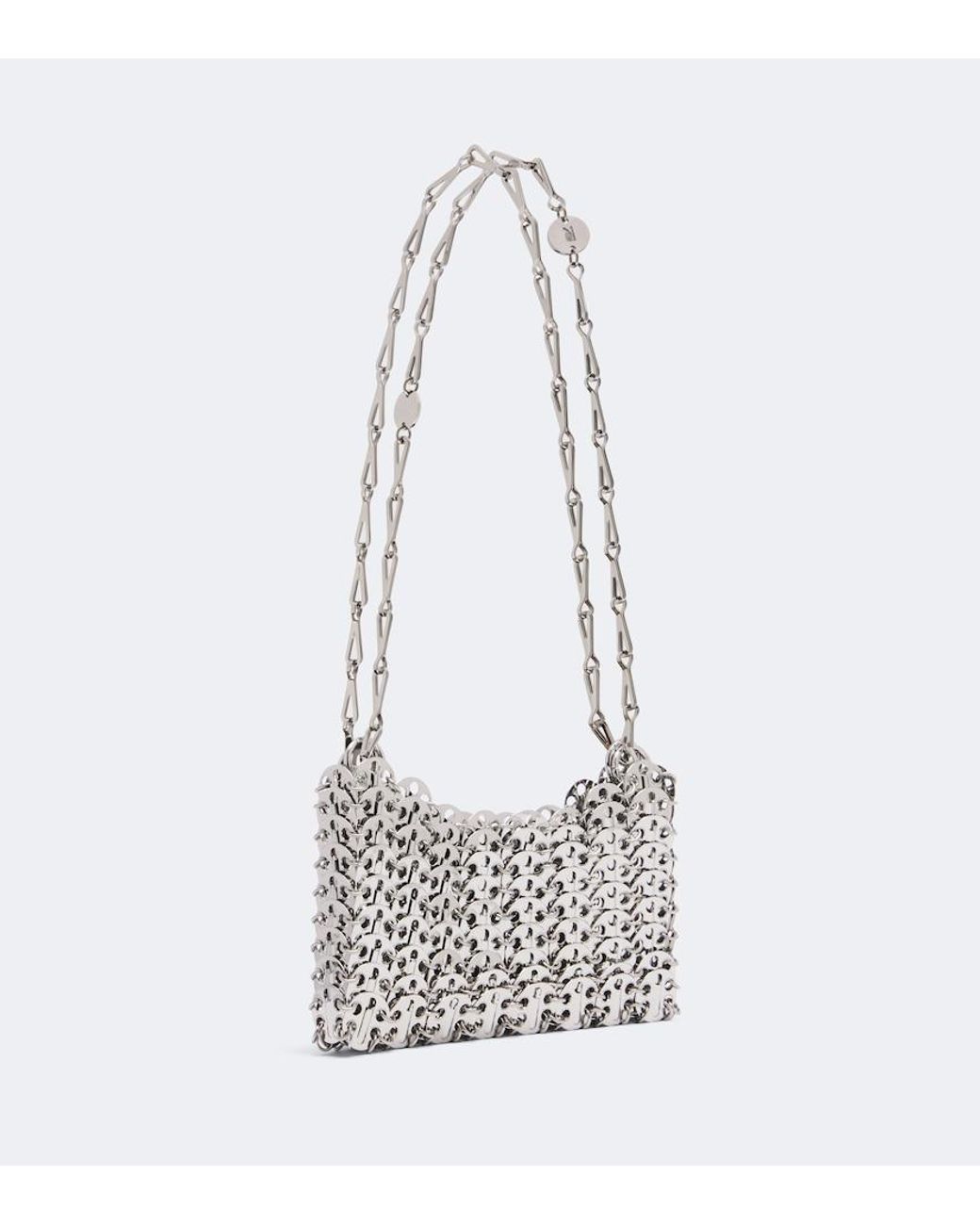 Rabanne White 1969 Nano Embellished Fringed Shoulder Bag