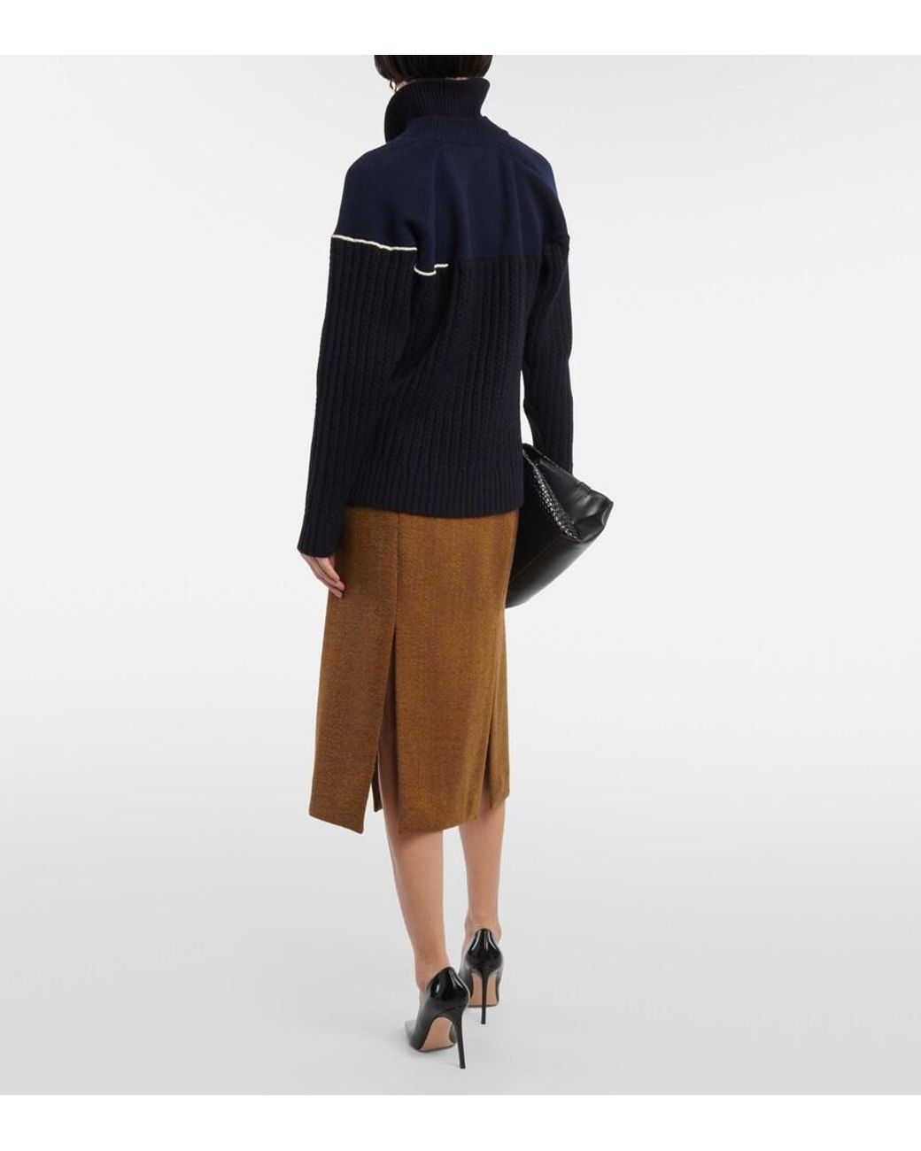 Victoria Beckham Blue Ribbed Wool Jumper