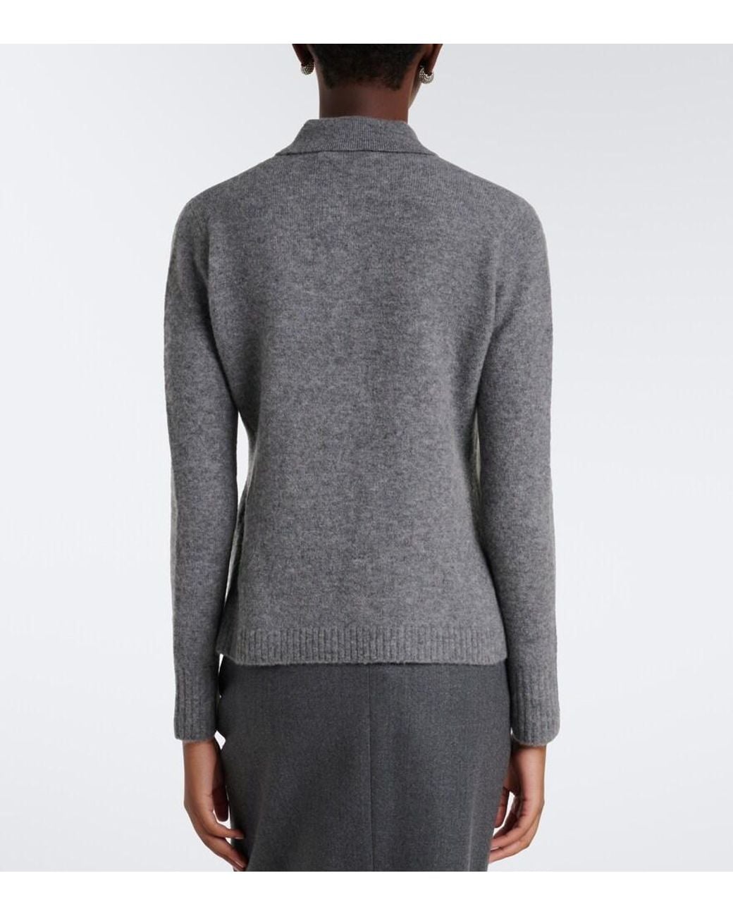 Max Mara Gray Cashmere-Blend Cardigan