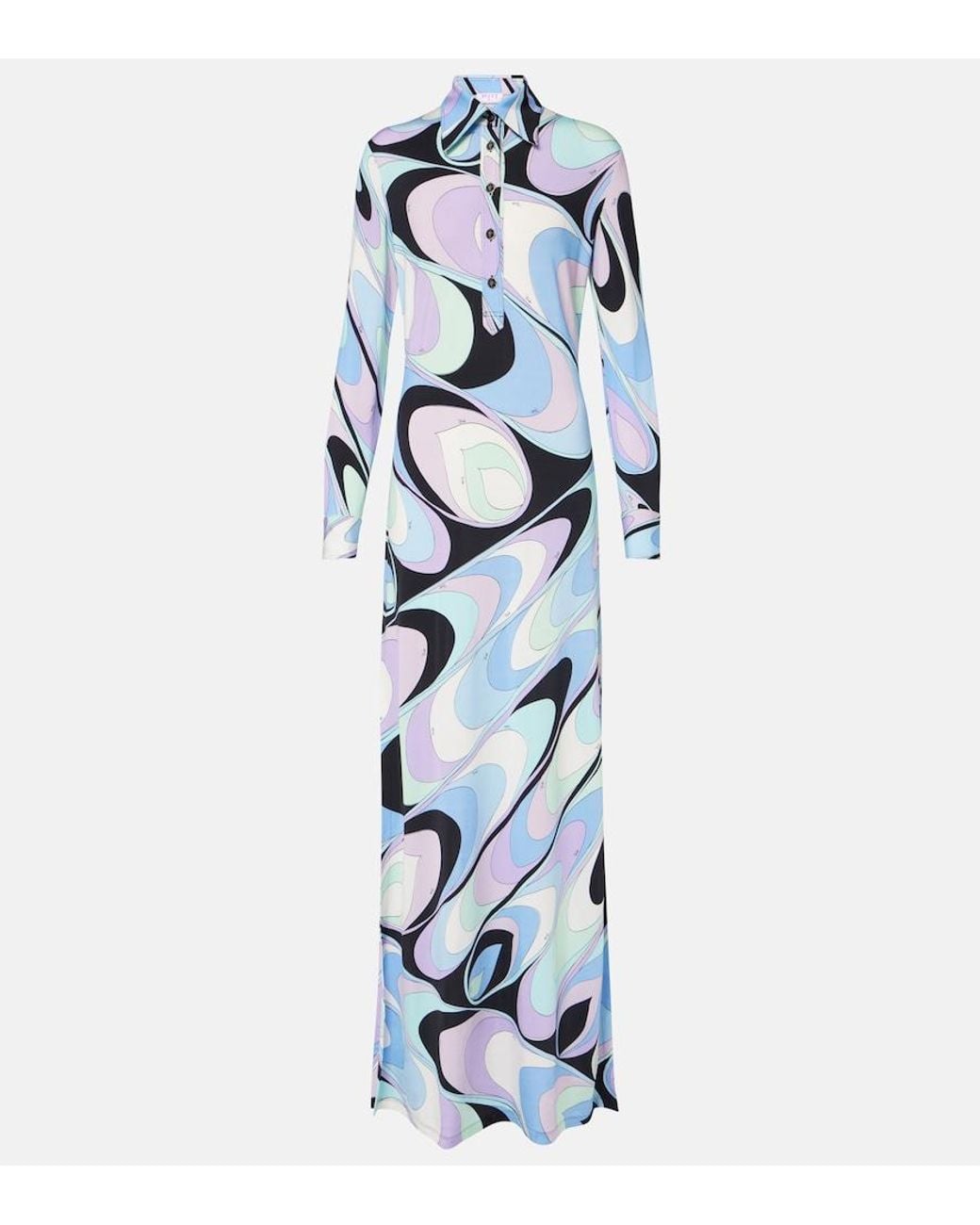 Emilio Pucci Blue Vivara Jersey Maxi Dress