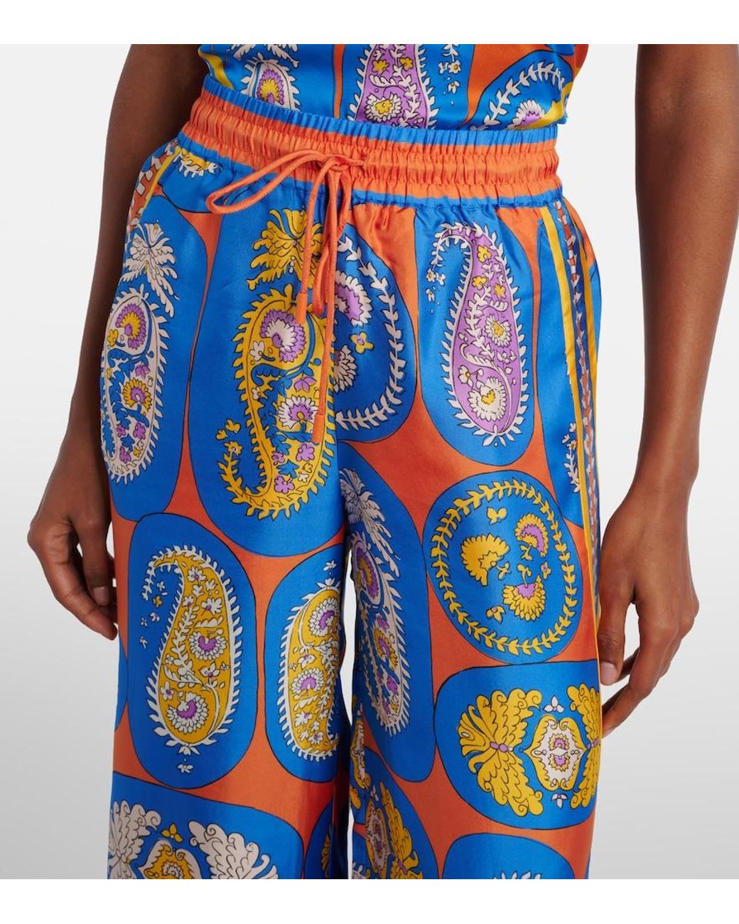 ALÉMAIS Blue Luis Printed Silk Palazzo Pants