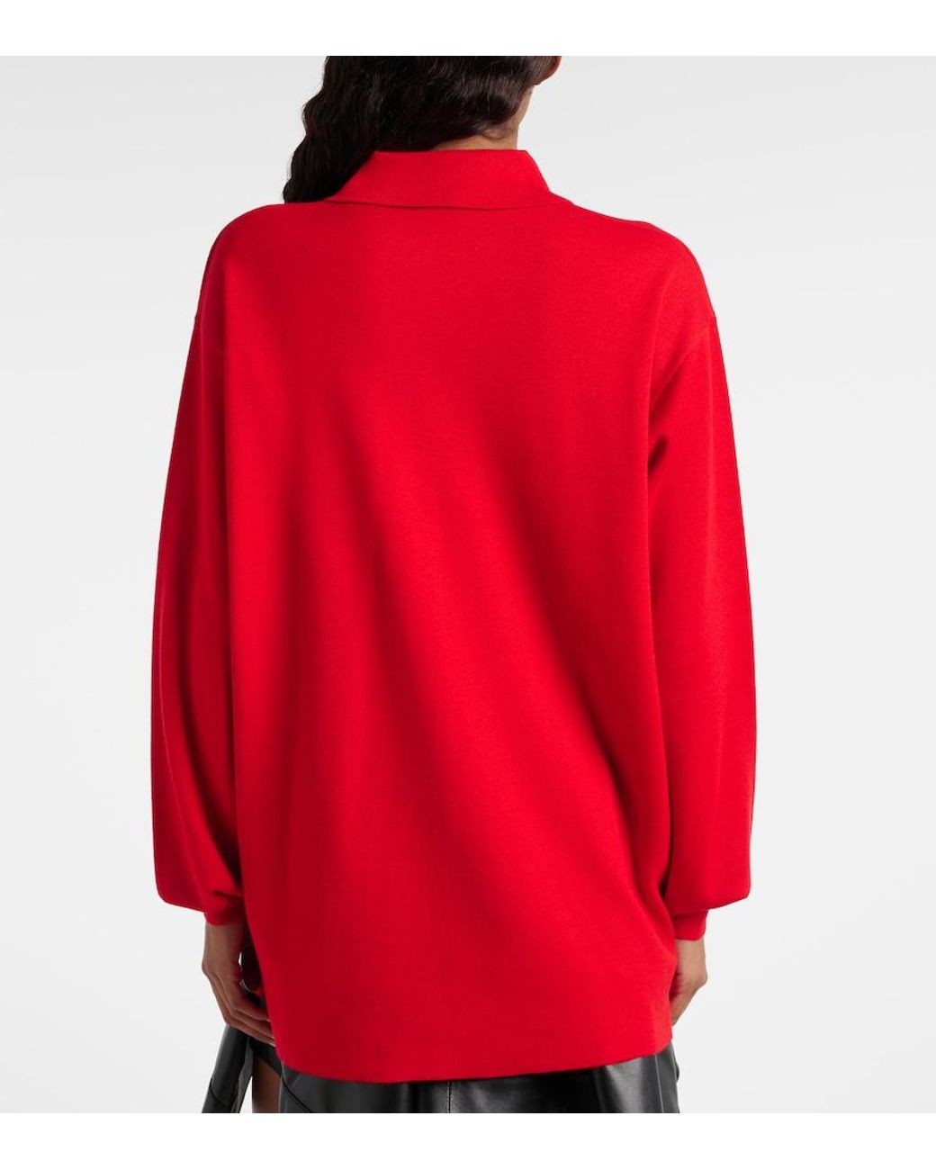 Loewe Red Double L Cashmere-Blend Polo Sweater