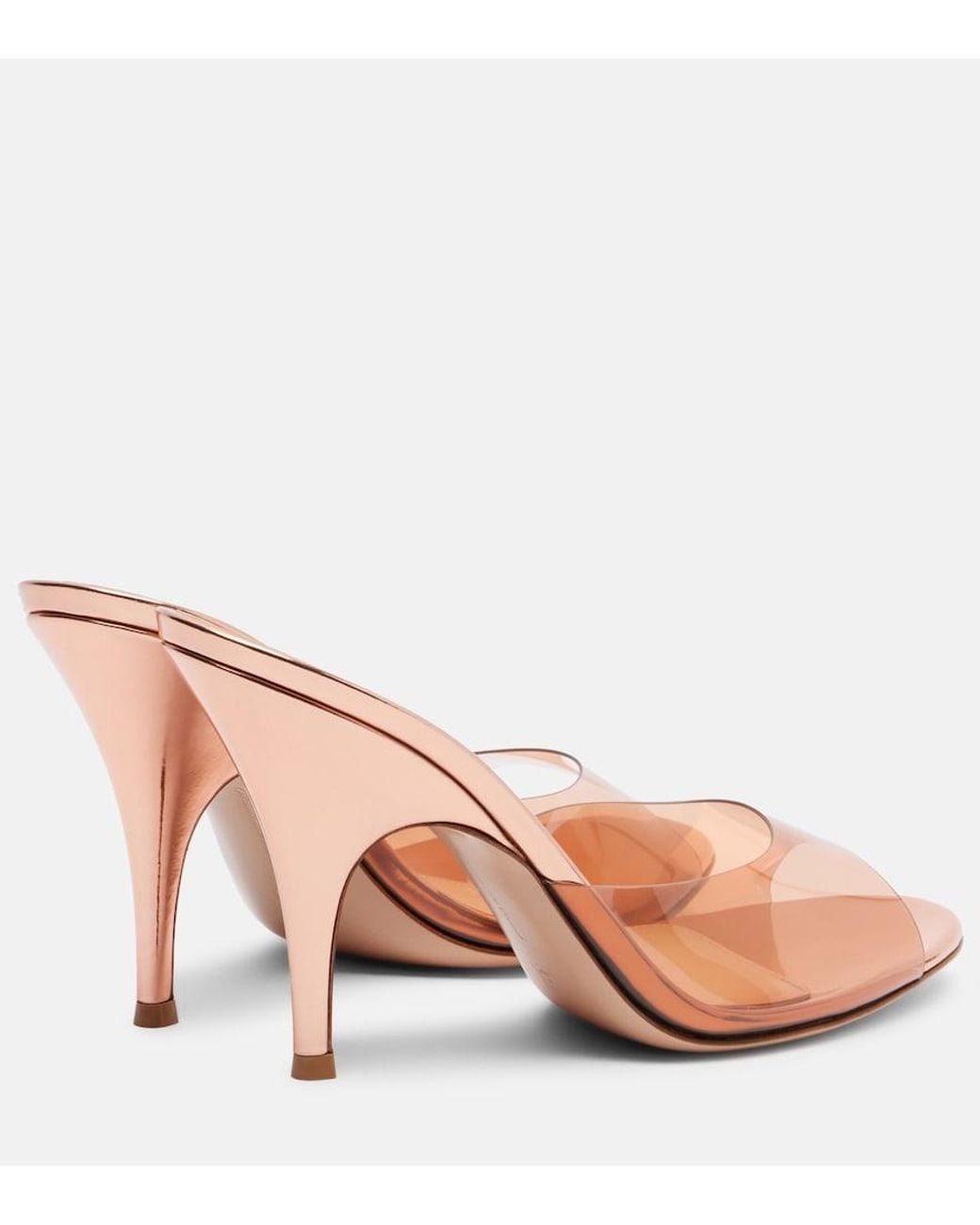 Gianvito Rossi Pink Sofia Leather-Trimmed Pvc Mules