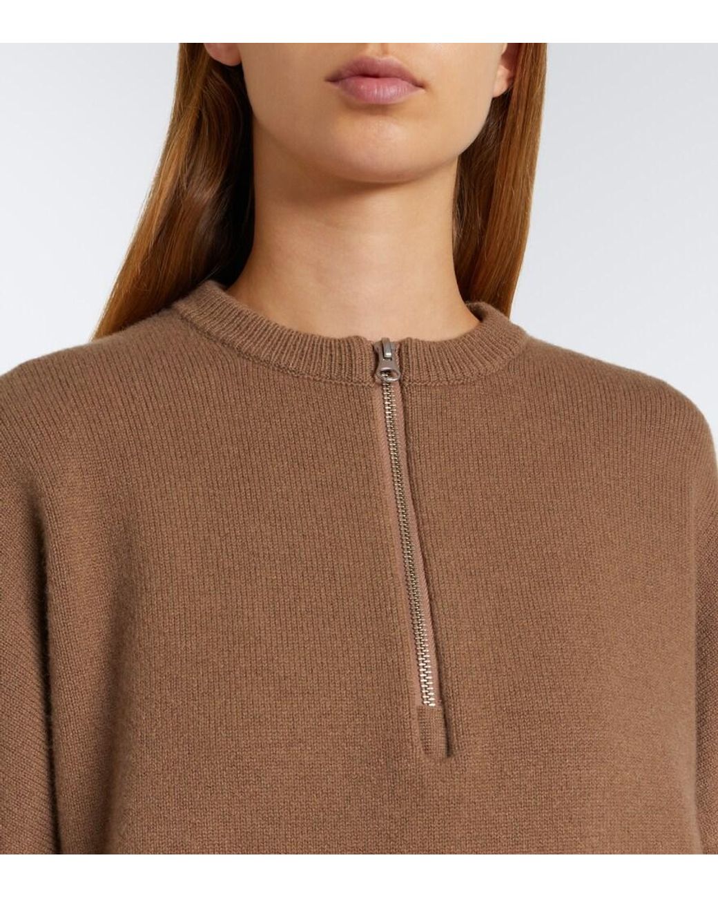 Extreme Cashmere Brown N°496 Like Cashmere-Blend Half-Zip Sweater