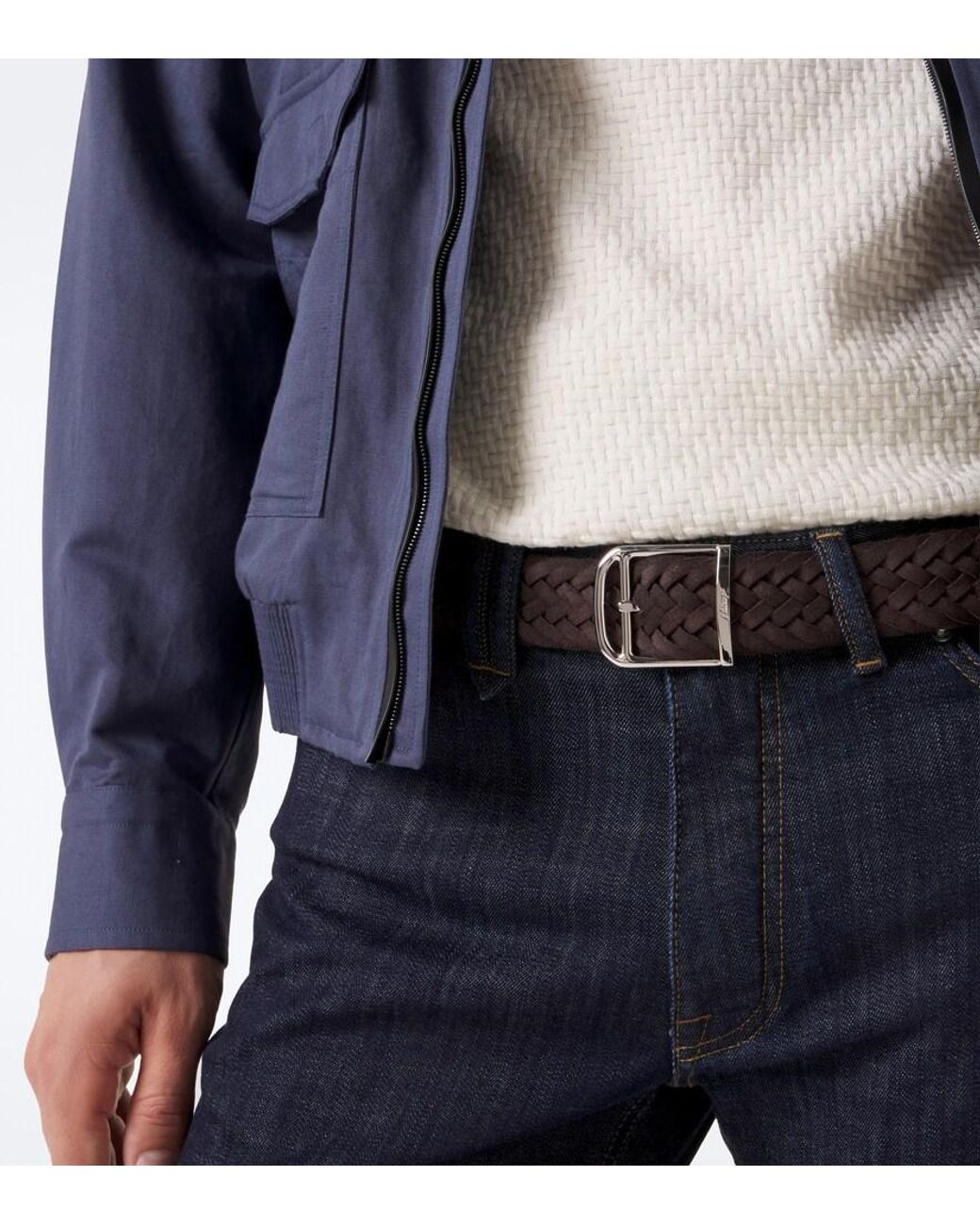 Brioni Brown Braided Suede Belt for men