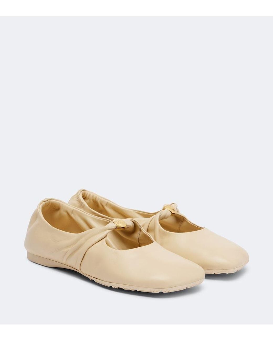 Loewe Natural Pebble Soft Leather Mary Jane Flats