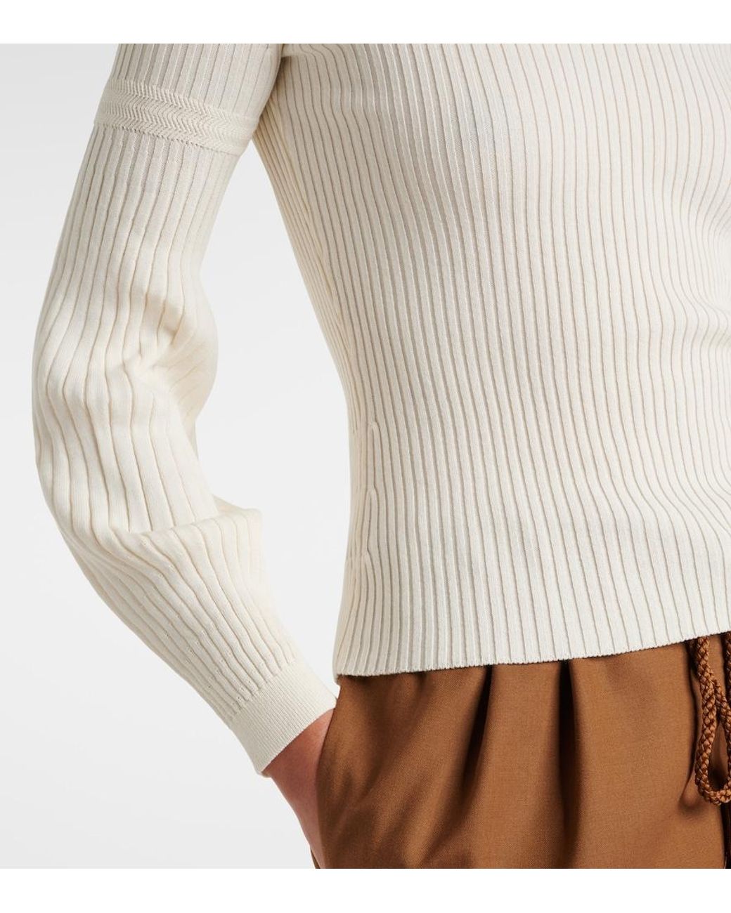 Max Mara White Gioiosa Ribbed-Knit Cotton Sweater