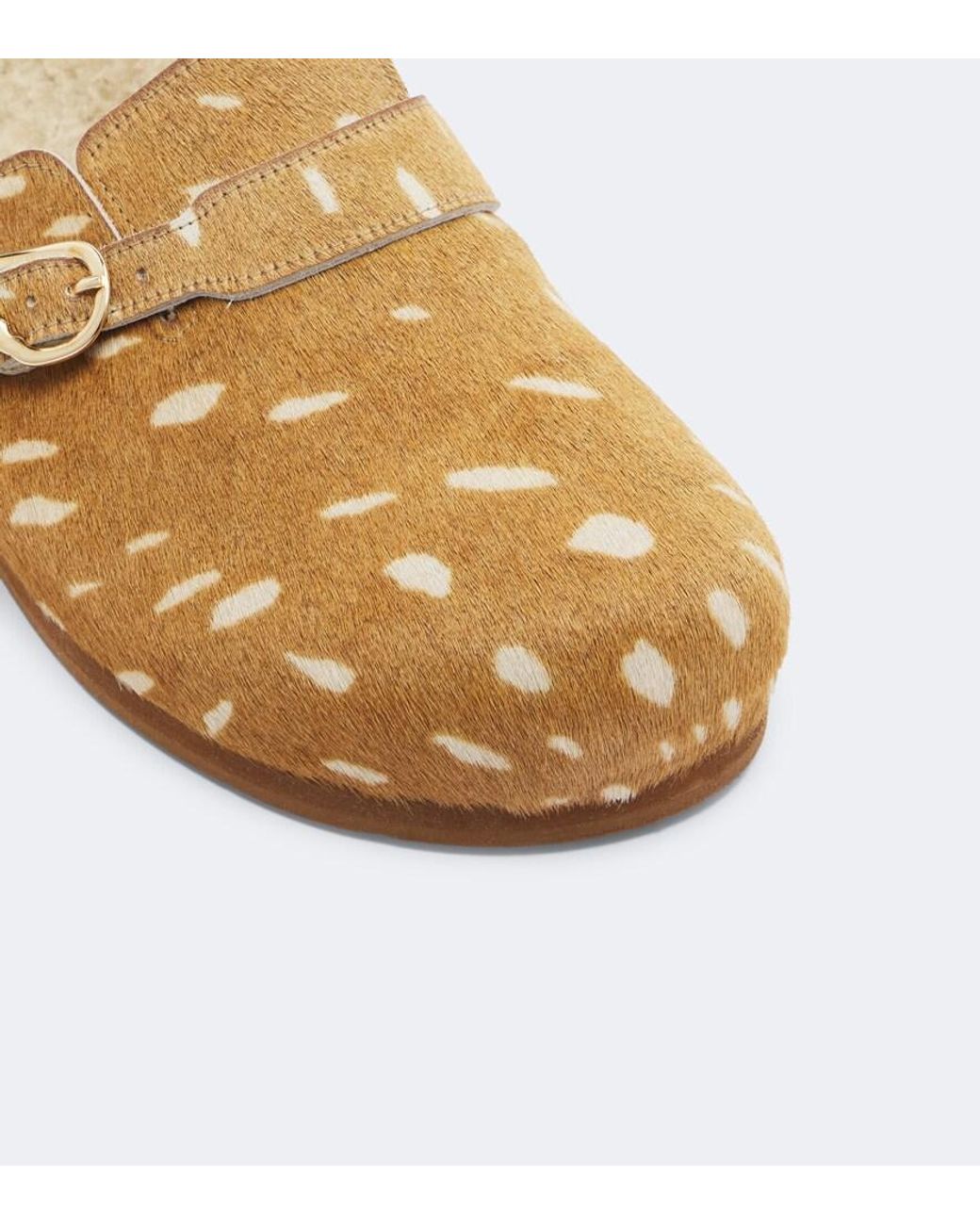 Ancient Greek Sandals Natural Vasilitsa Shearling-Trimmed Calf Hair Clogs