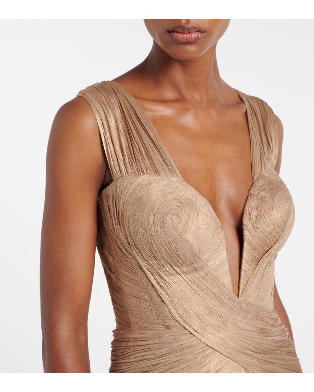Maria Lucia Hohan Brown Corinna Silk Muslin Bustier Gown