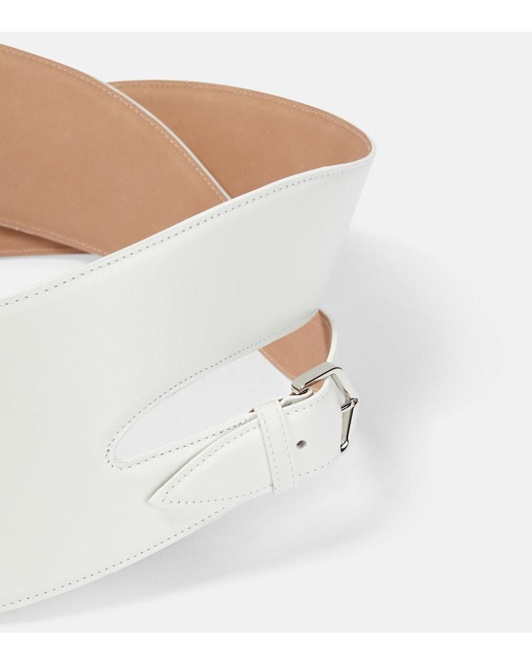 Alaïa White Cut-Out Leather Belt