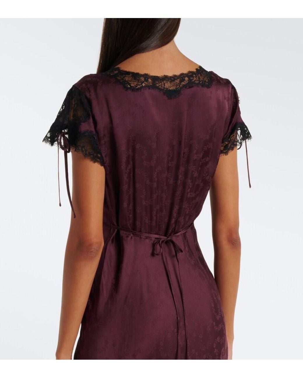 Rixo Purple Fern Satin Jacquard Midi Dress