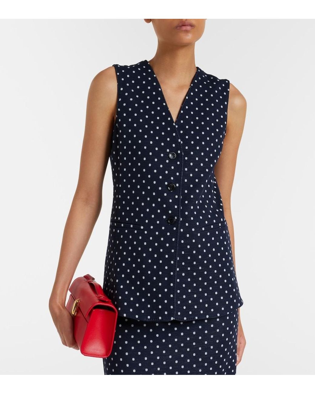 Max Mara Blue Polka-Dot Jersey Vest
