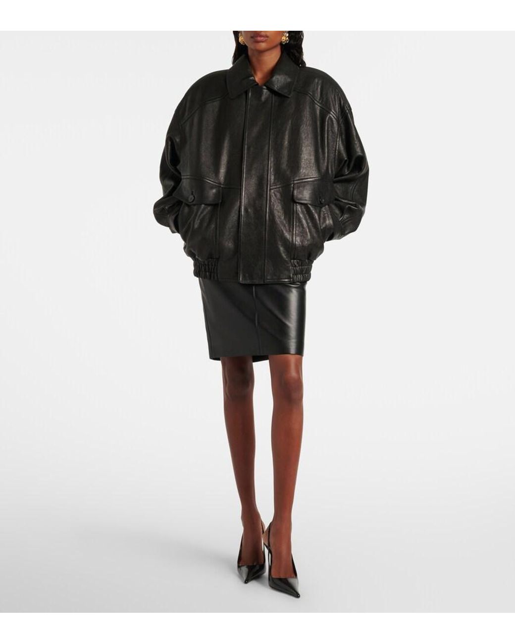 Saint Laurent Black Leather Blouson Jacket