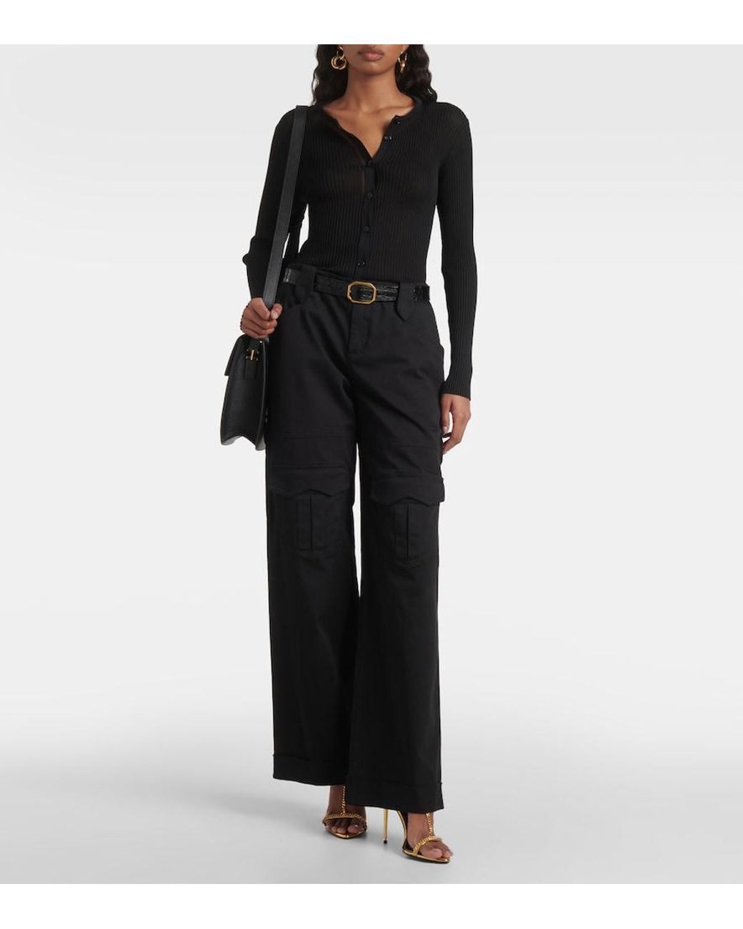 Tom Ford Black Ribbed-Knit Cardigan
