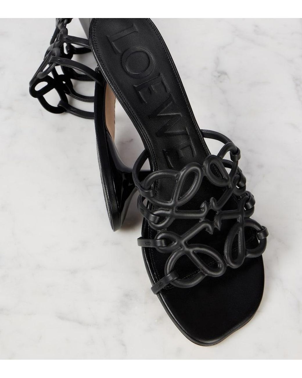 【LOEWE】 Paula's Ibiza Petal Anagram leather mules Paula's Ibiza Petal Anagram leather mules in brown - Loewe