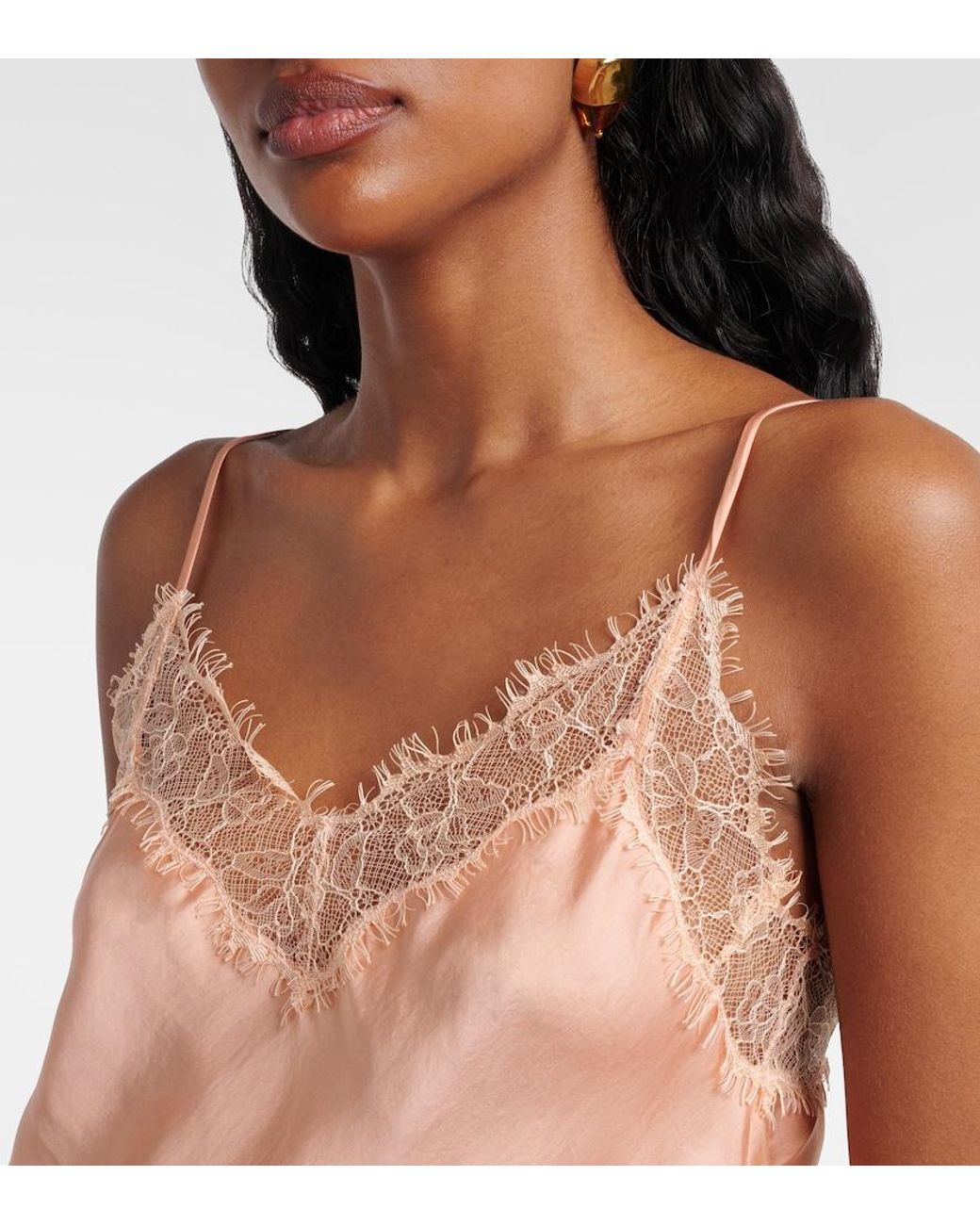 Poupette Pink Zely Lace-Trimmed Satin Camisole