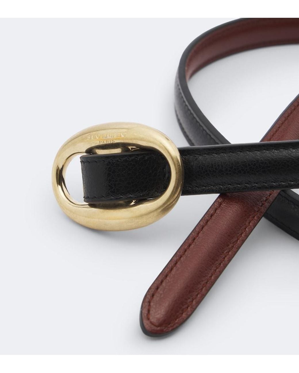 Saint Laurent Black Reversible Leather Belt