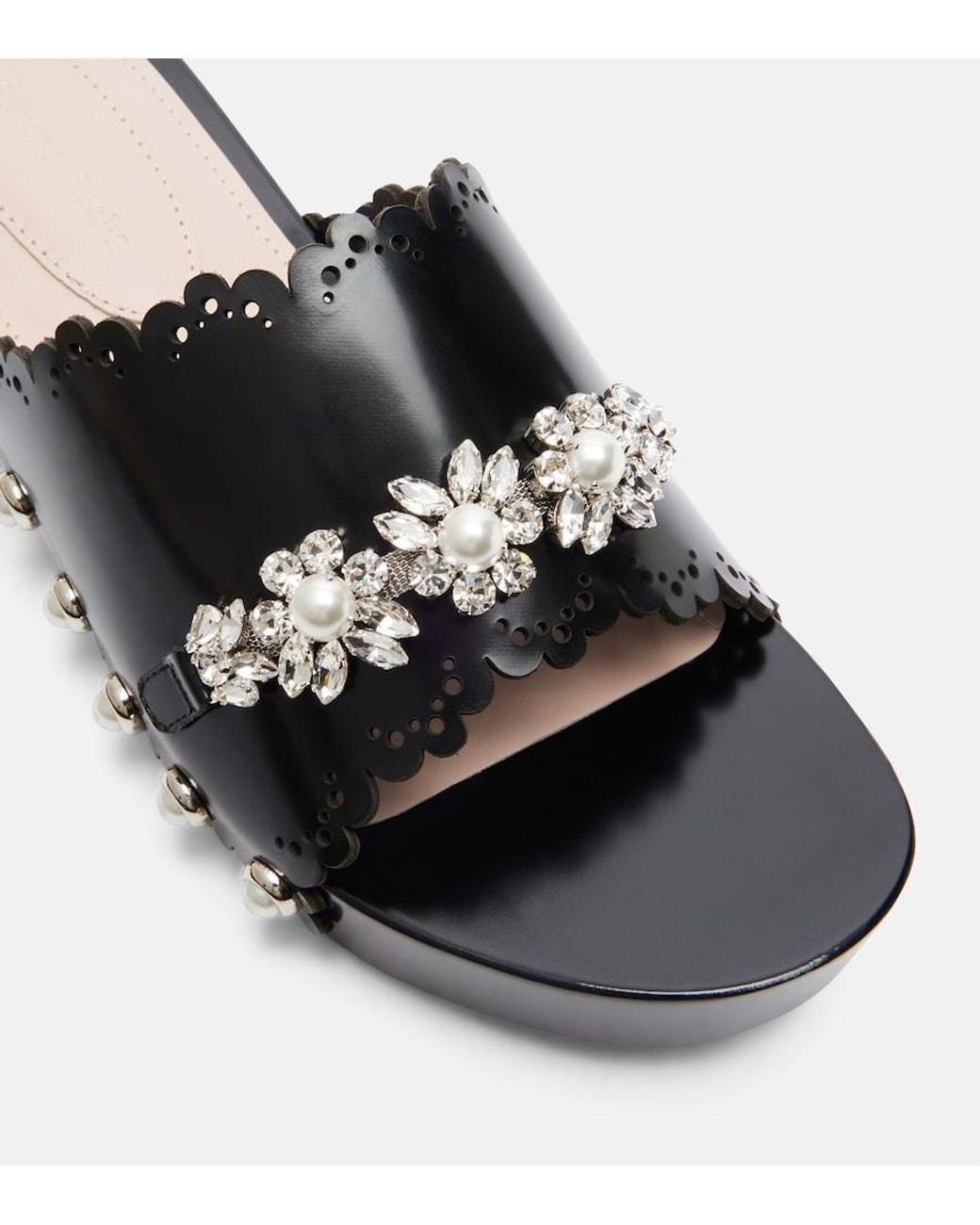 Simone Rocha Black Clogs Aus Leder Mit Kristallen