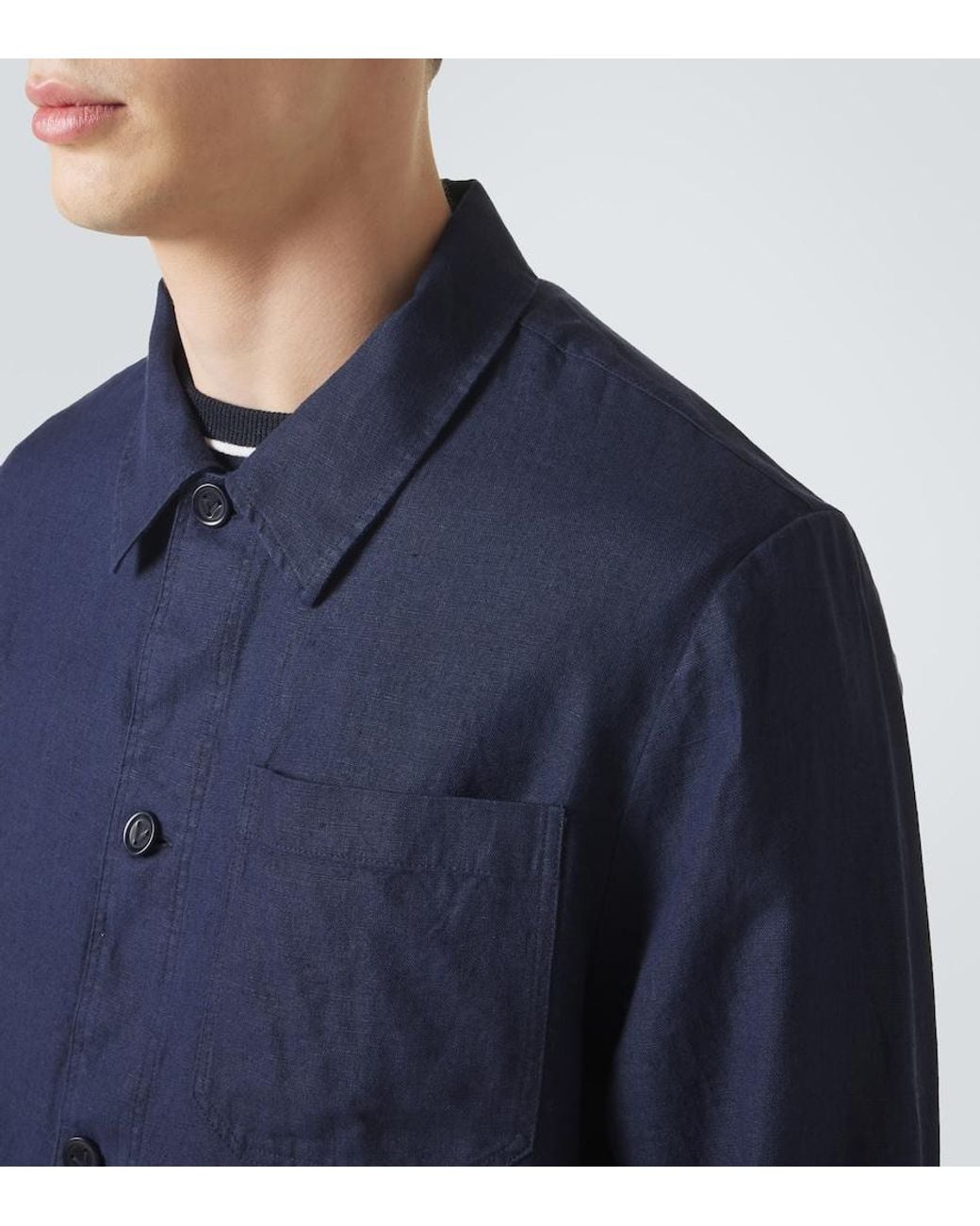 Vilebrequin Blue Linen Overshirt for men