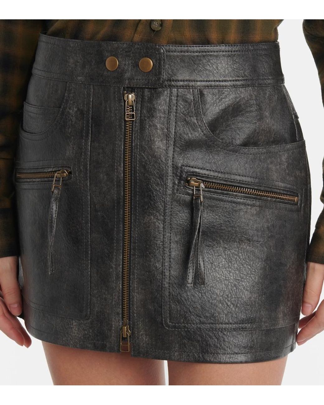 Isabel Marant Gray Claudine Faux Leather Miniskirt