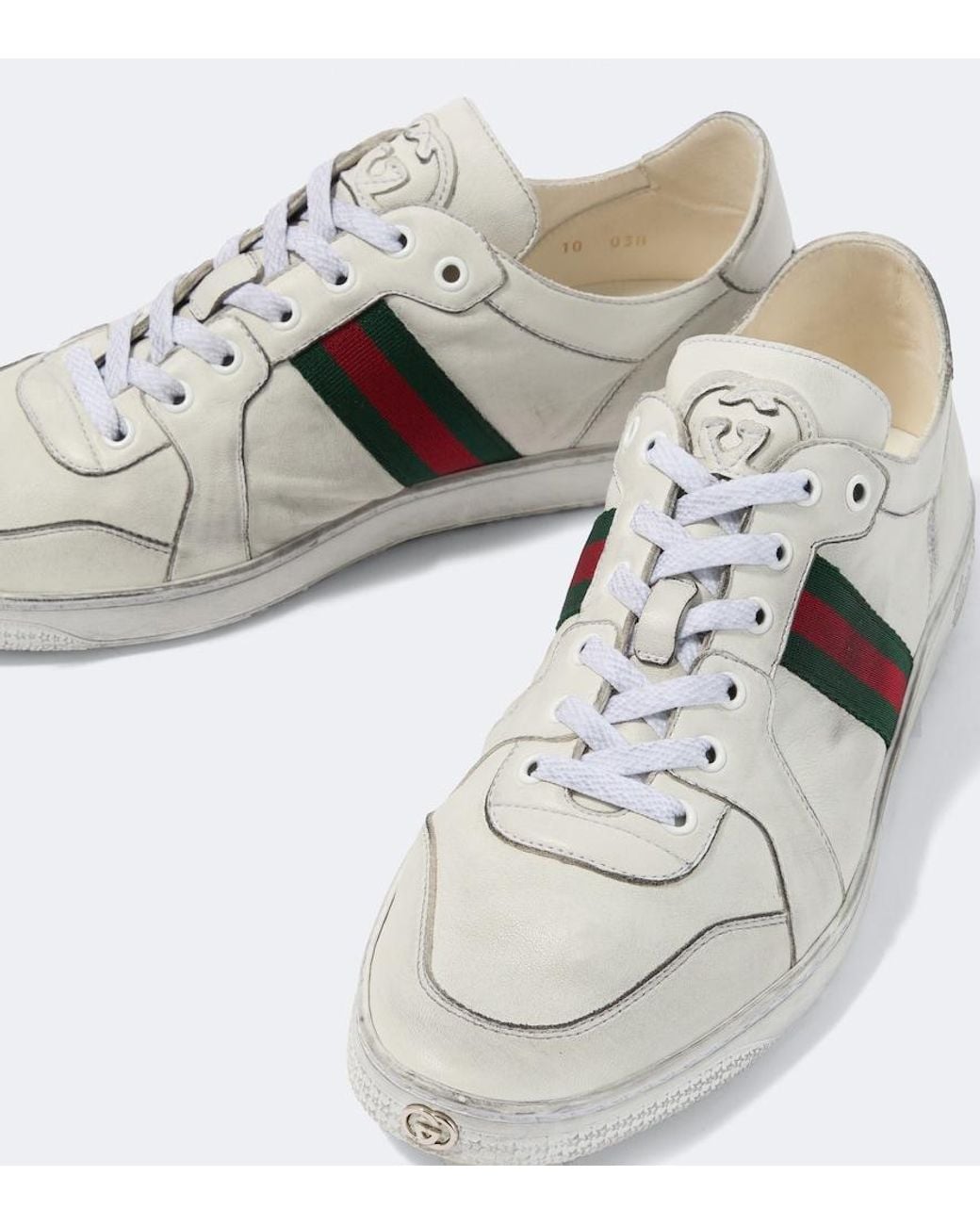 Gucci Metallic Stretch Web Stripe Leather Sneakers for men