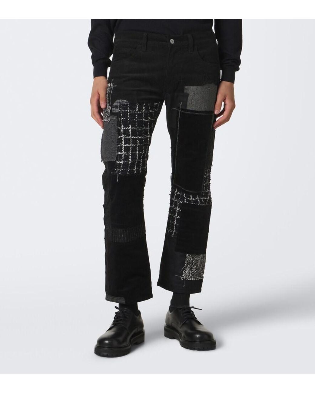 Pantalones Rectos De Algodon Con Patchwork Junya Watanabe de hombre de color Black