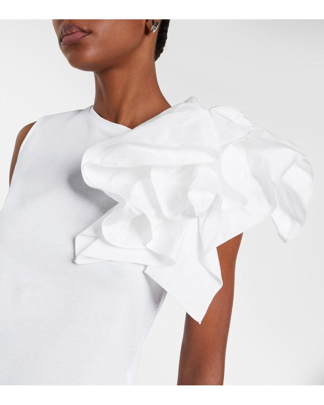 Max Mara White Elegante Taglio Cotton Jersey Top