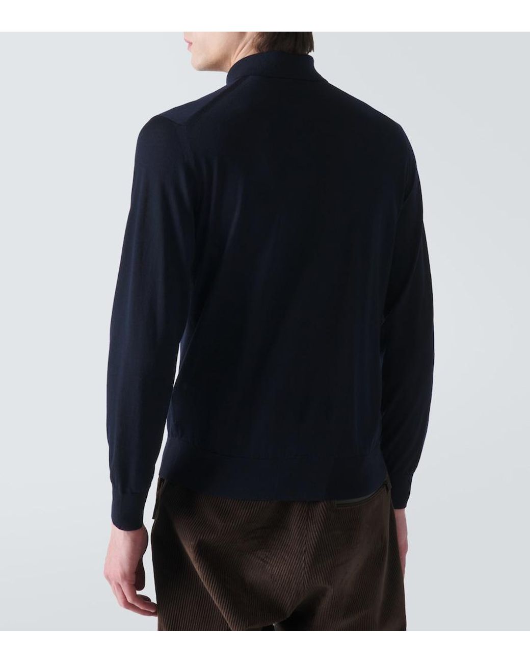 Zegna Blue Wool Polo Shirt for men