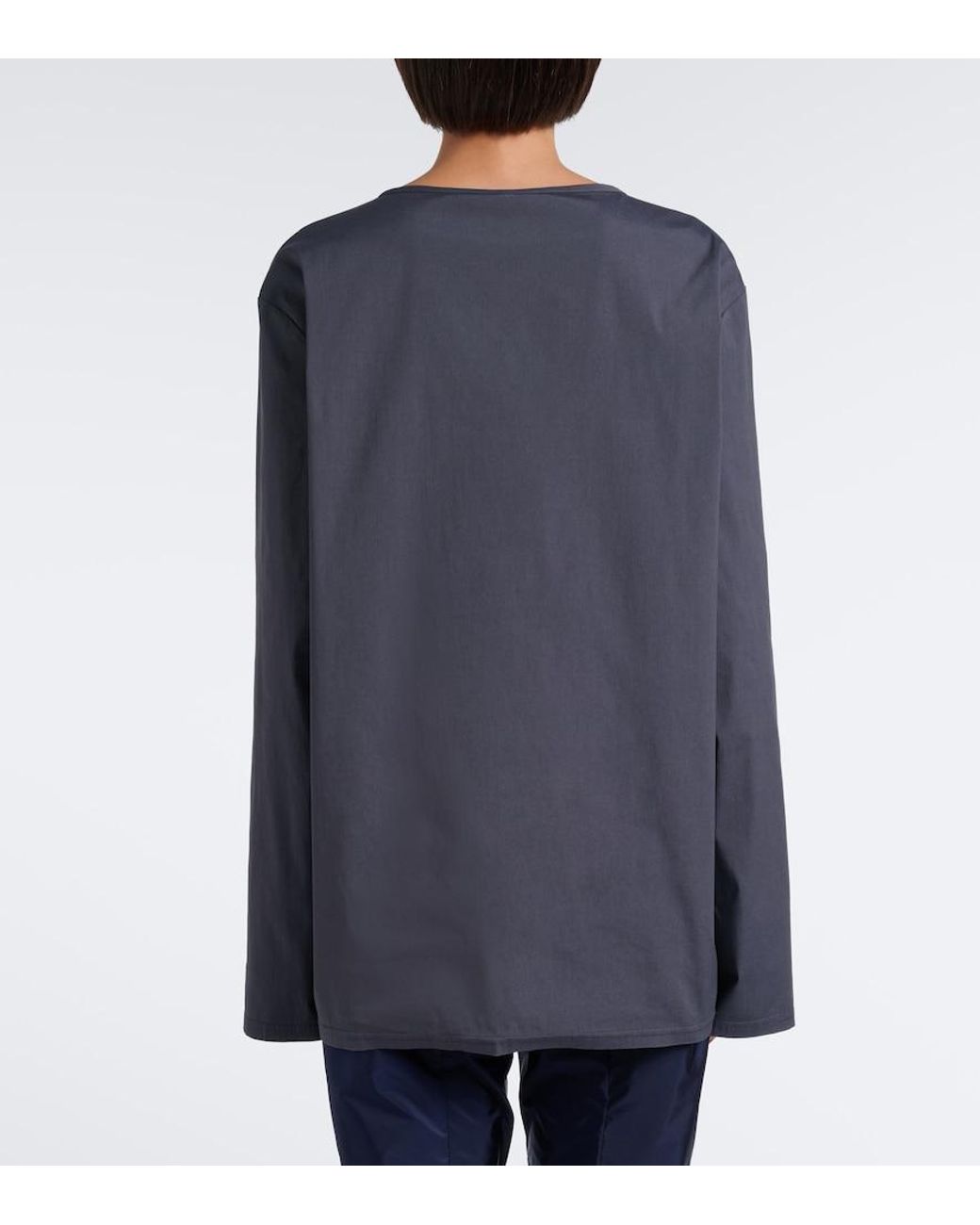 Miu Miu Black Cotton-Blend Poplin T-Shirt
