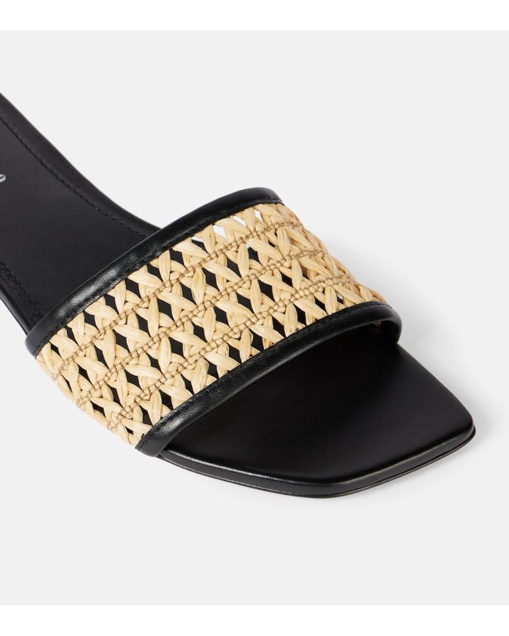 Paris Texas Black Ava 50 Leather-Trimmed Mules