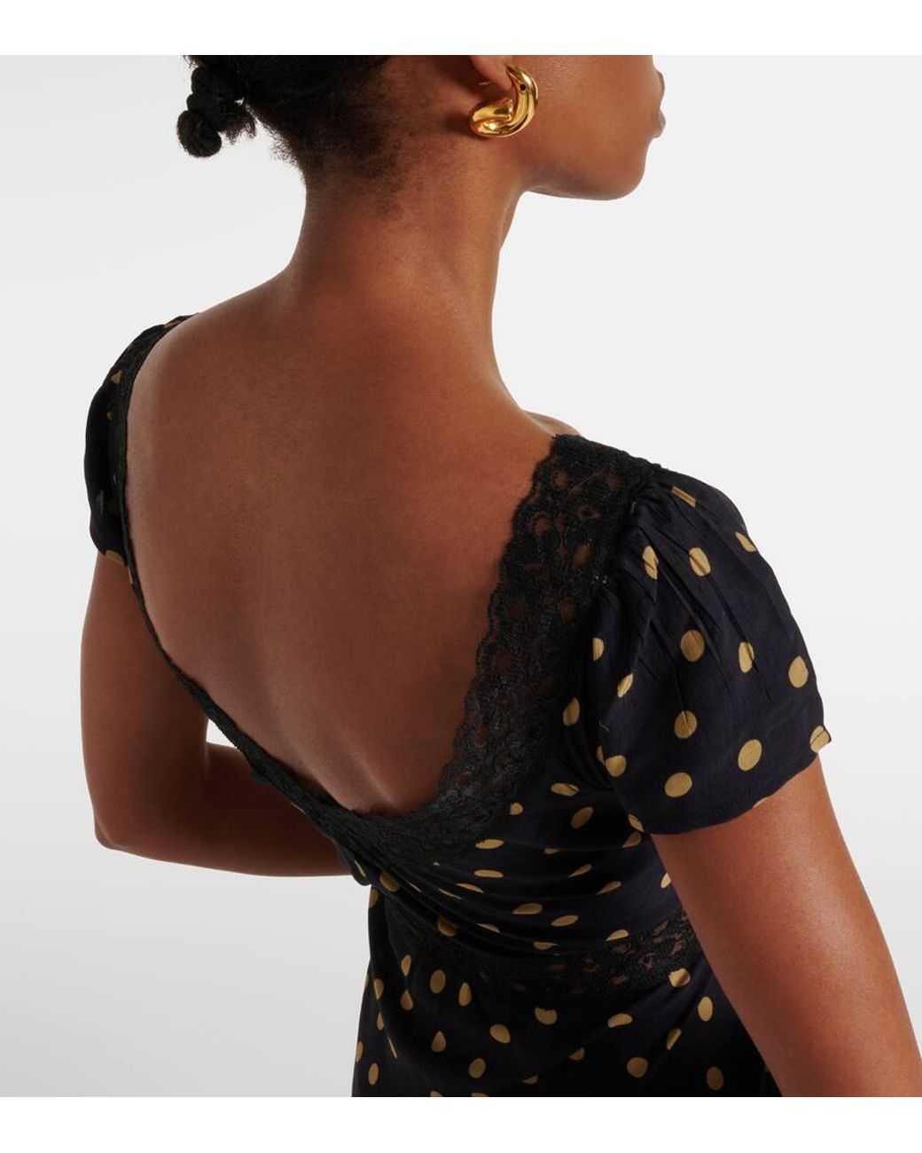 RIXO London Iggy Polka-Dot Midi Dress in Black | Lyst Australia