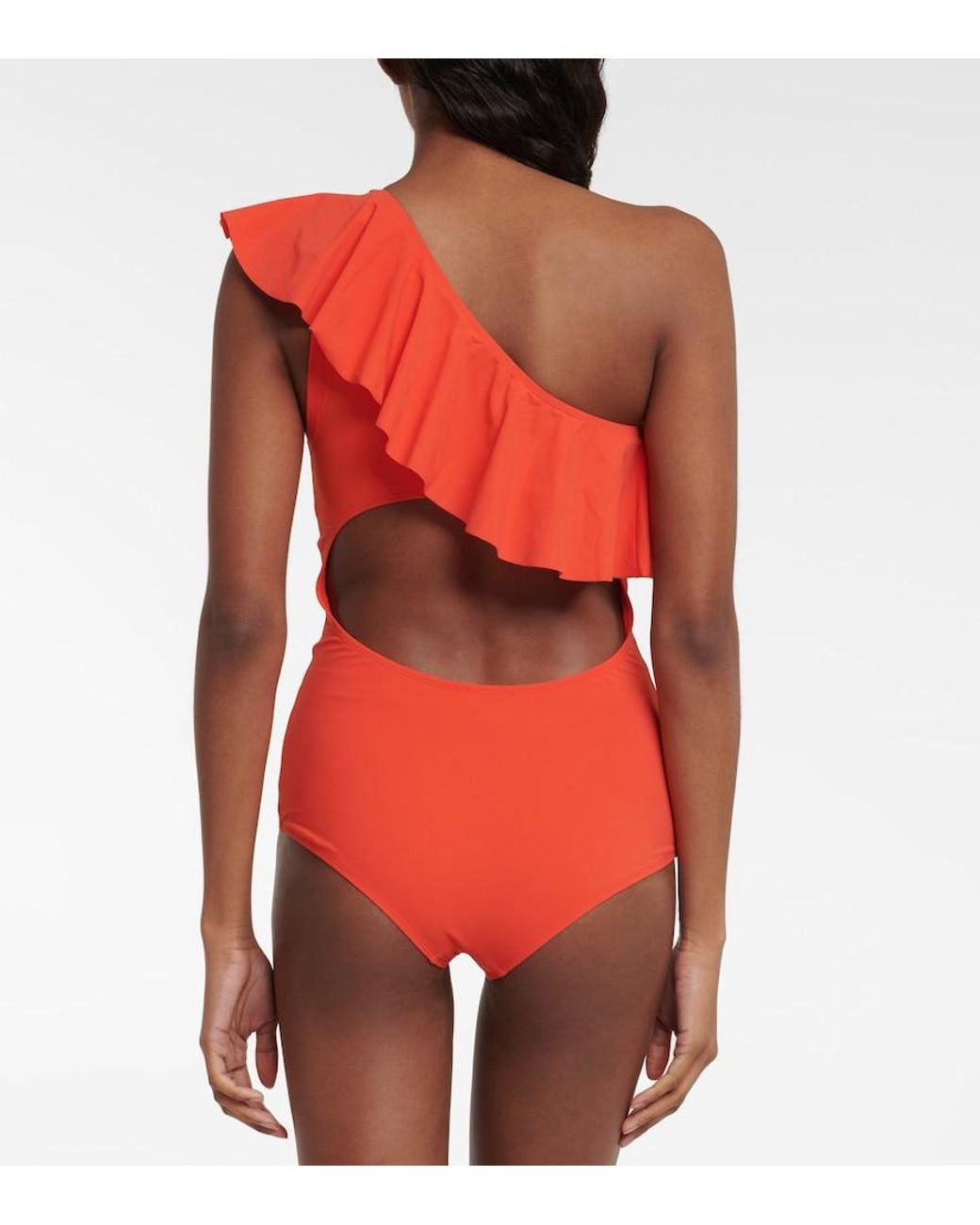 Isabel Marant Red Sicilya One-Shoulder Swimsuit
