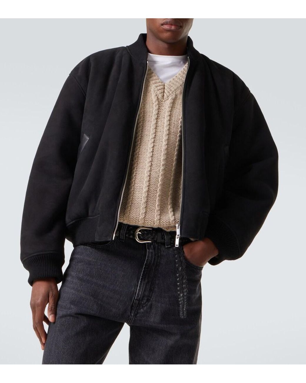Studio Nicholson Black X Aaron Levine Berkeley Suede Bomber Jacket for men