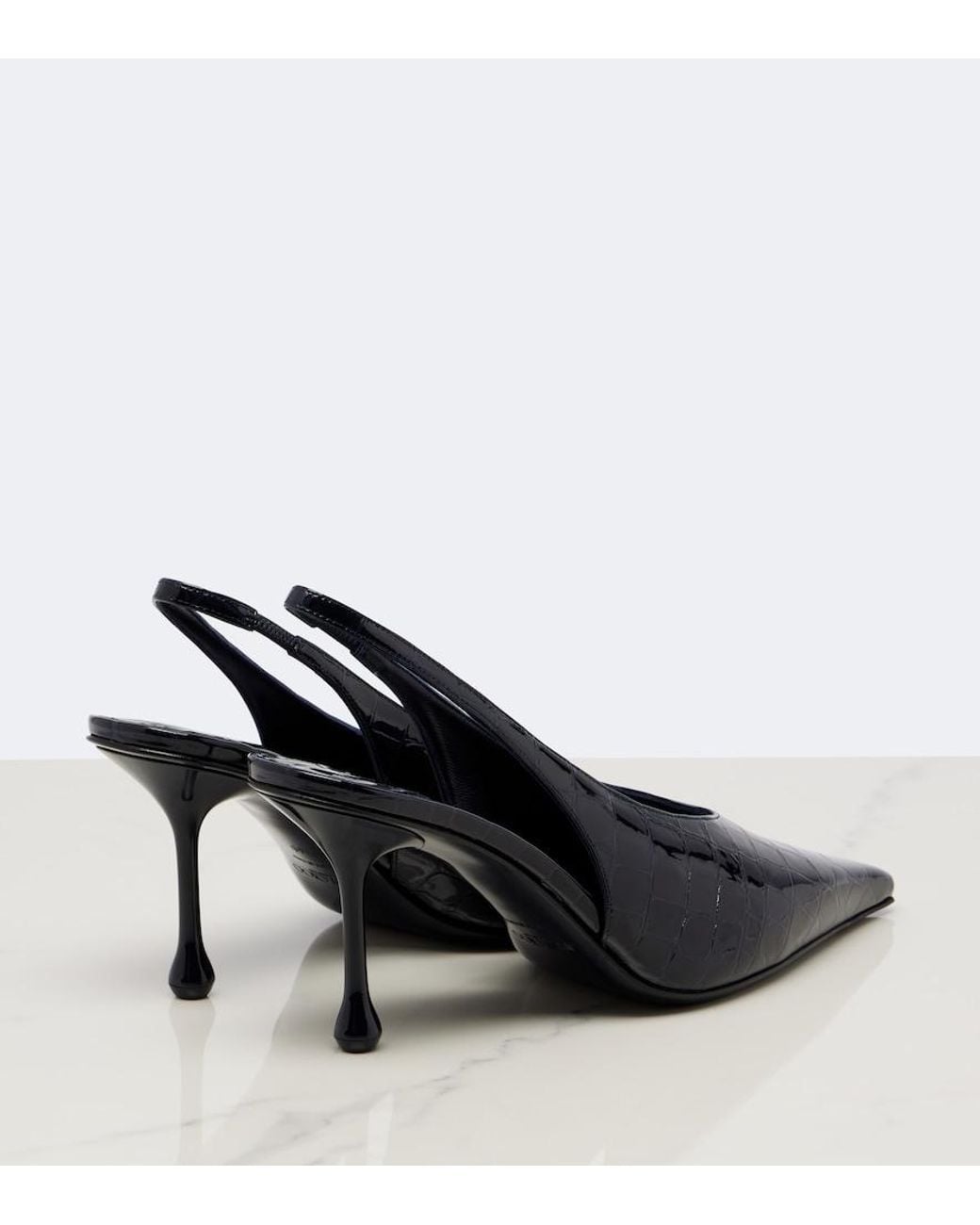 Jimmy Choo Blue Isa Croc-Effect Leather Slingback Pumps