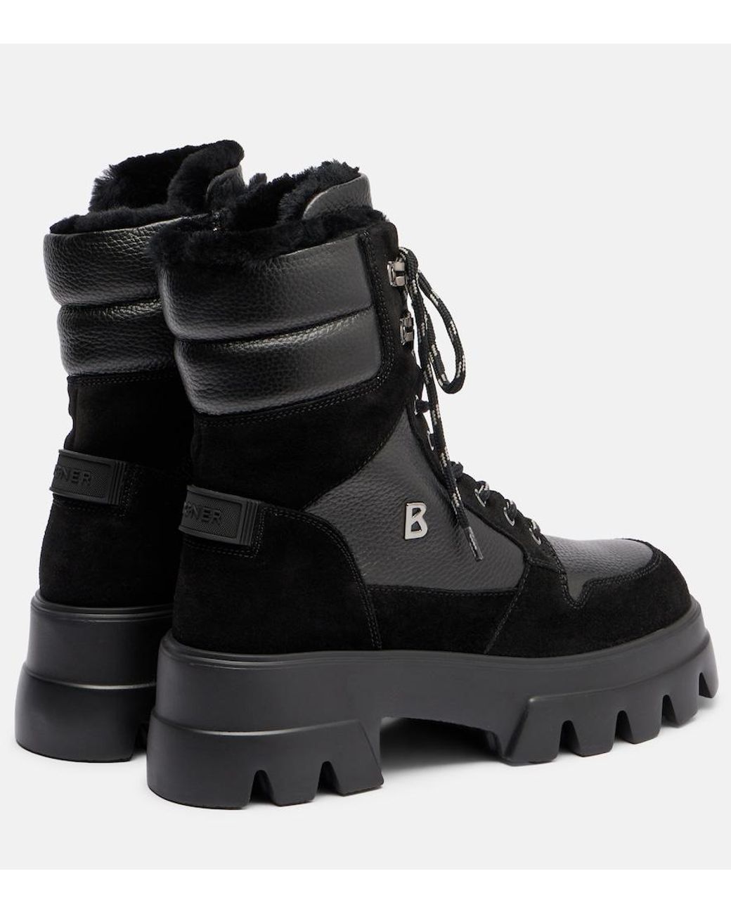 Bogner Black Sapporo Suede And Leather Combat Boots