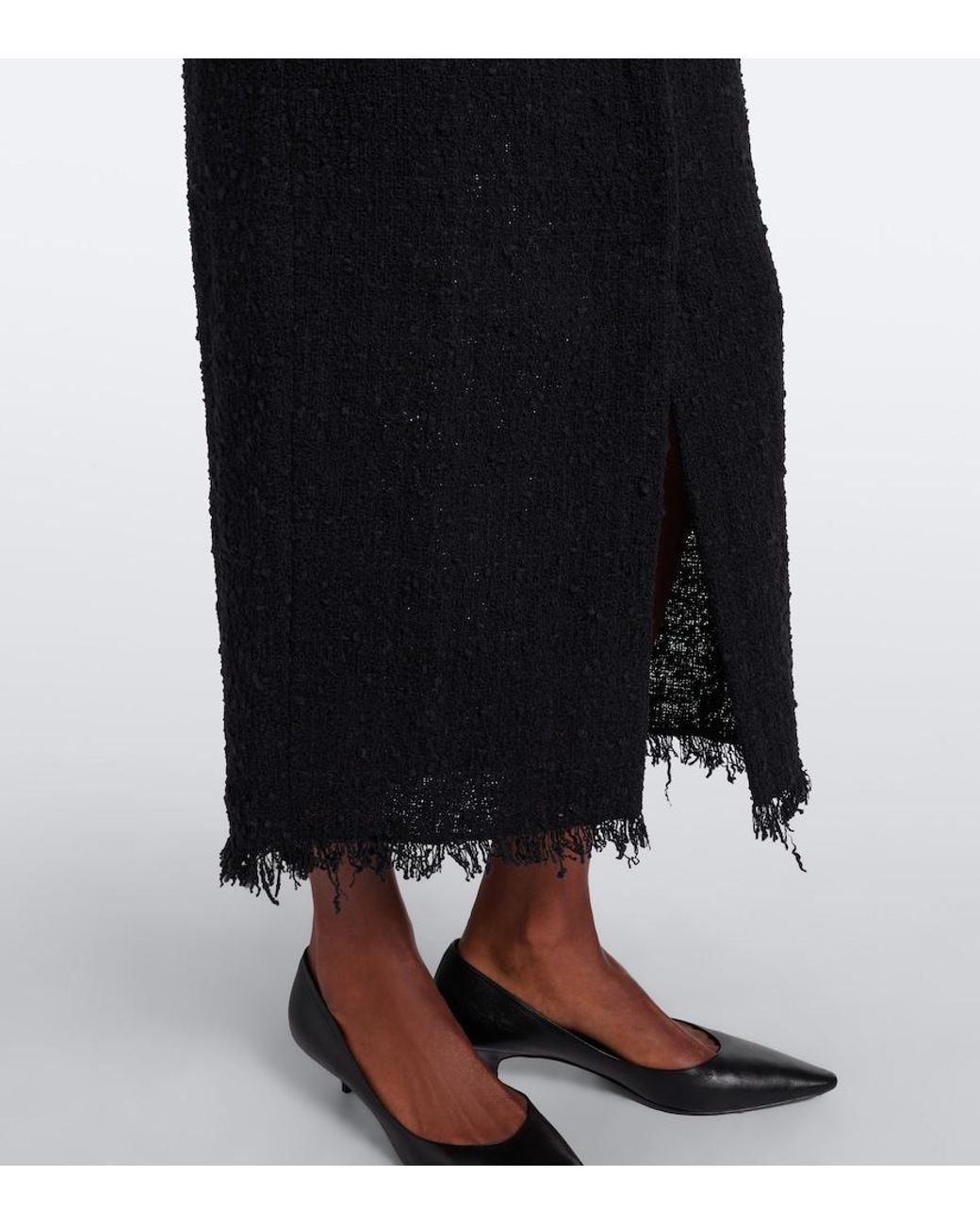 The Row Black Lana Cotton-Blend Tweed Midi Dress