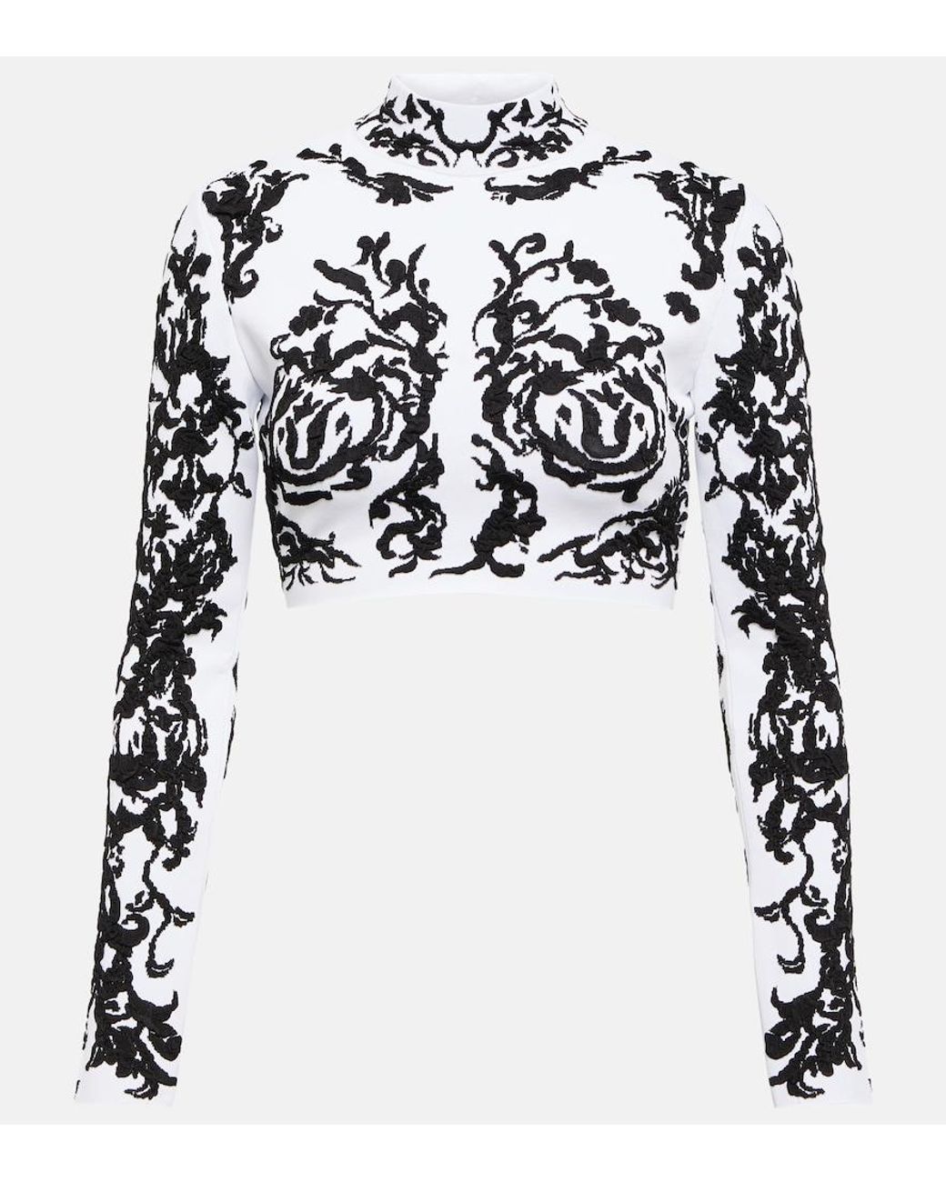 Alaïa Black Calligraphy Jacquard Crop Top