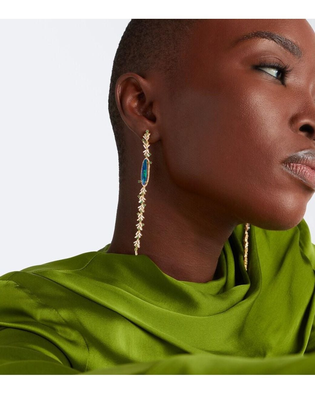 Suzanne Kalan White 18Kt Drop Earrings With Gemstones