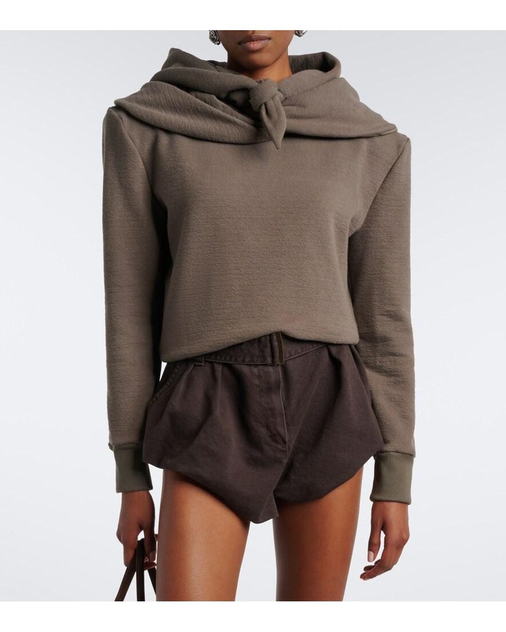 Magda Butrym Gray Cotton-Blend Jersey Hoodie