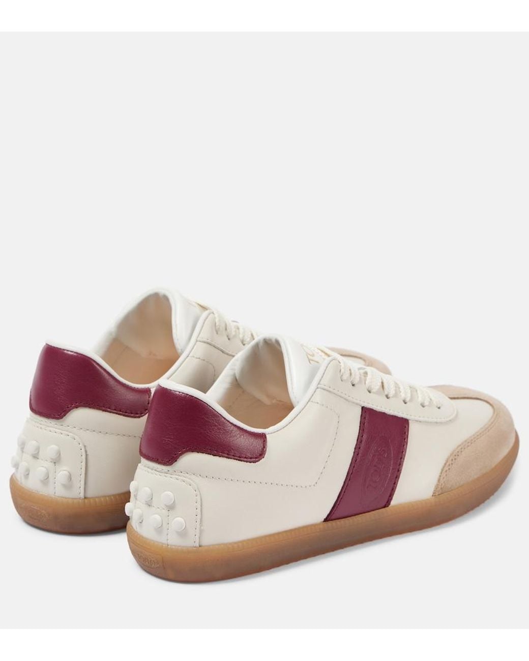 Tod's Pink Cassetta Suede-trimmed Leather Sneakers