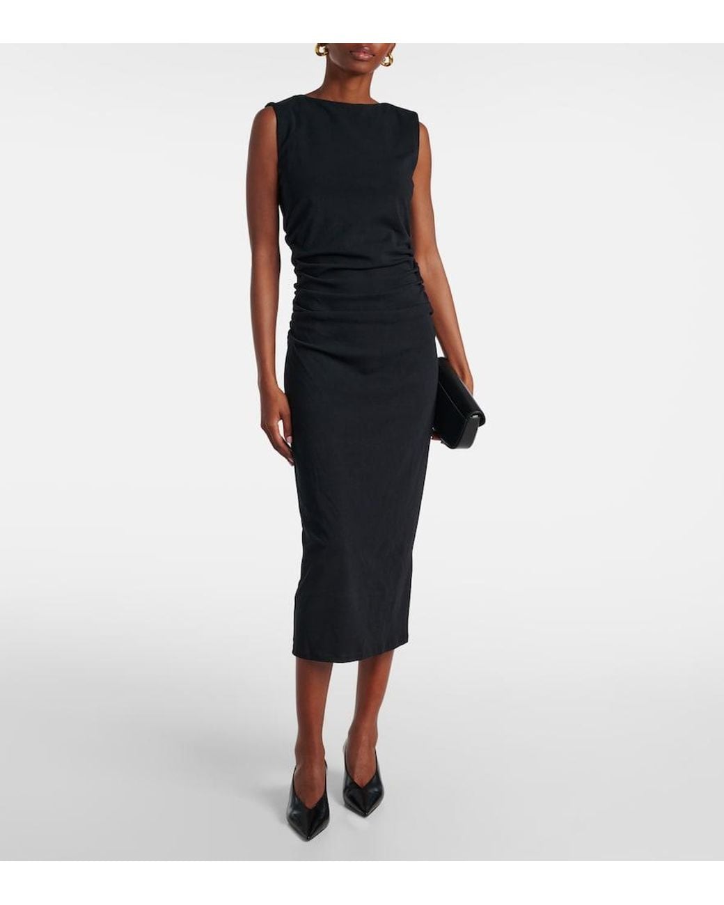 Veronica Beard Black Charissa High-Neck Midi Dress