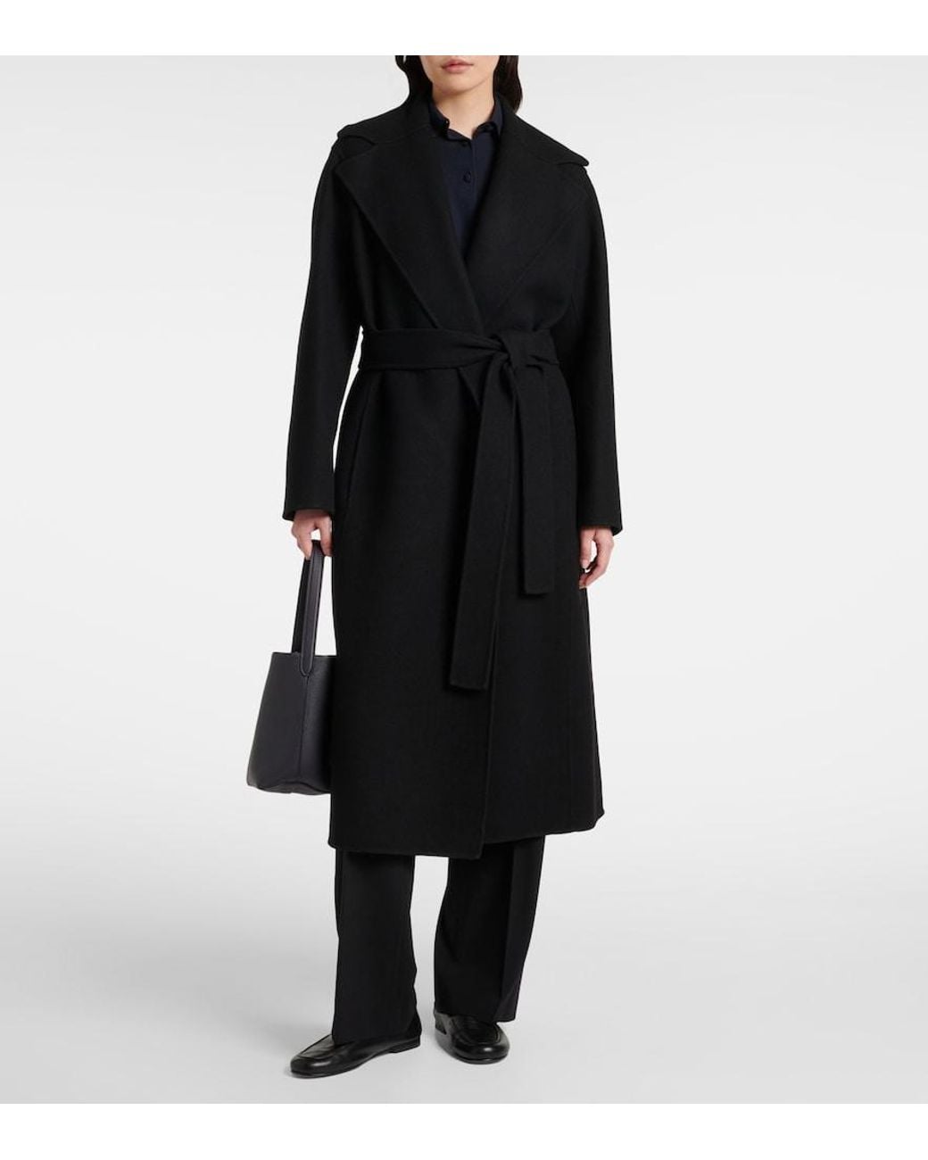 The Row Black Malika Wool-Blend Coat