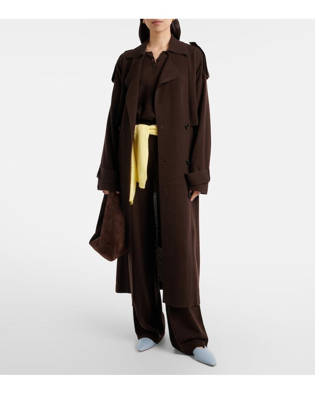 Jardin Des Orangers Brown Wool And Cashmere Trench Coat