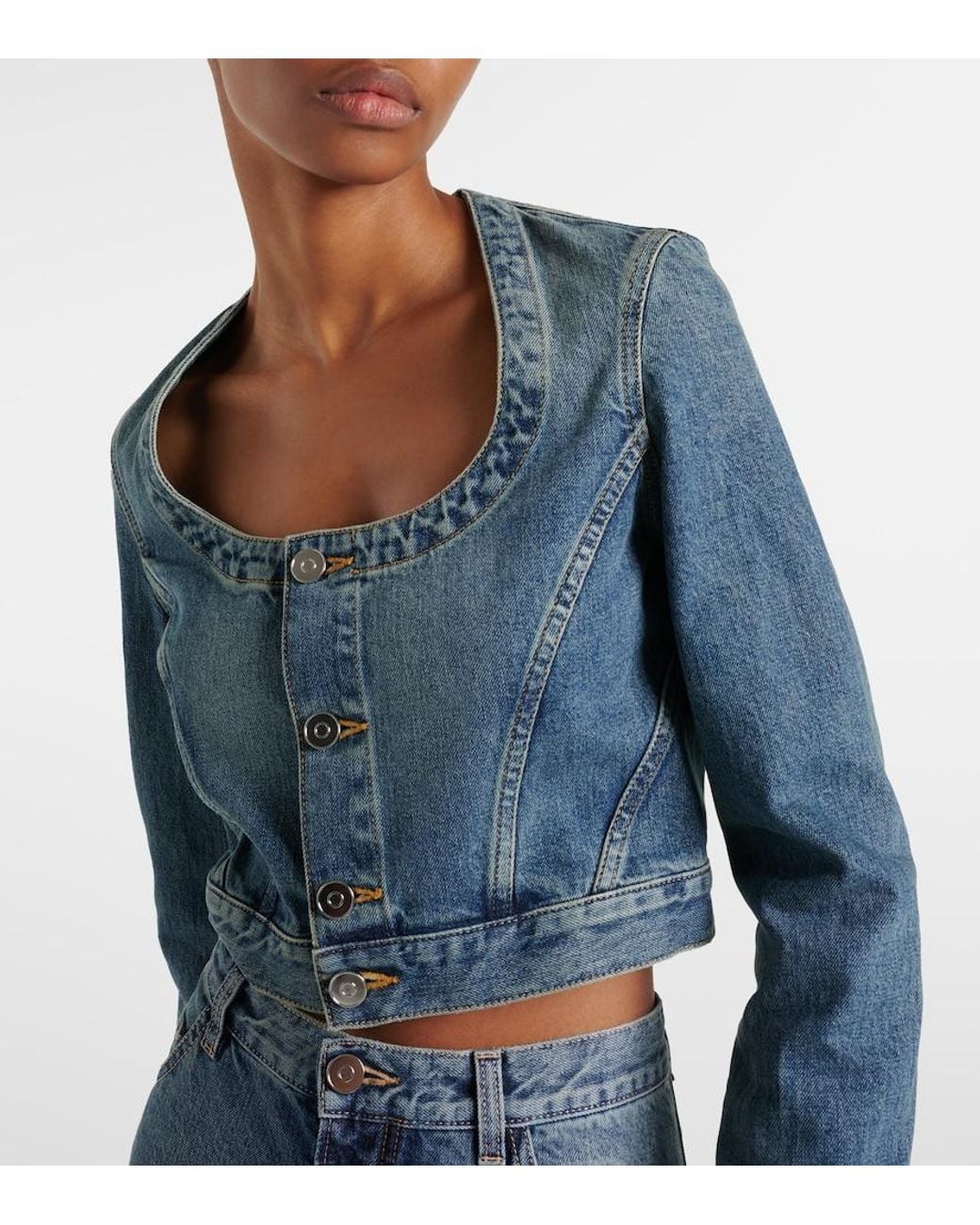 Alaïa Blue Cropped Denim Jacket