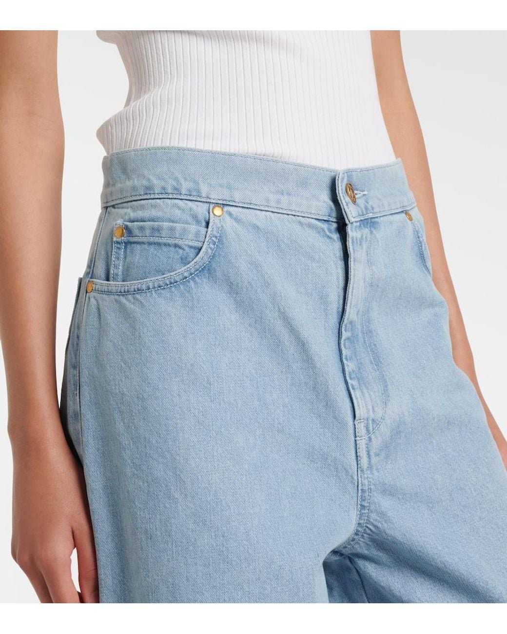 Max Mara Blue High-Rise Wide-Leg Jeans
