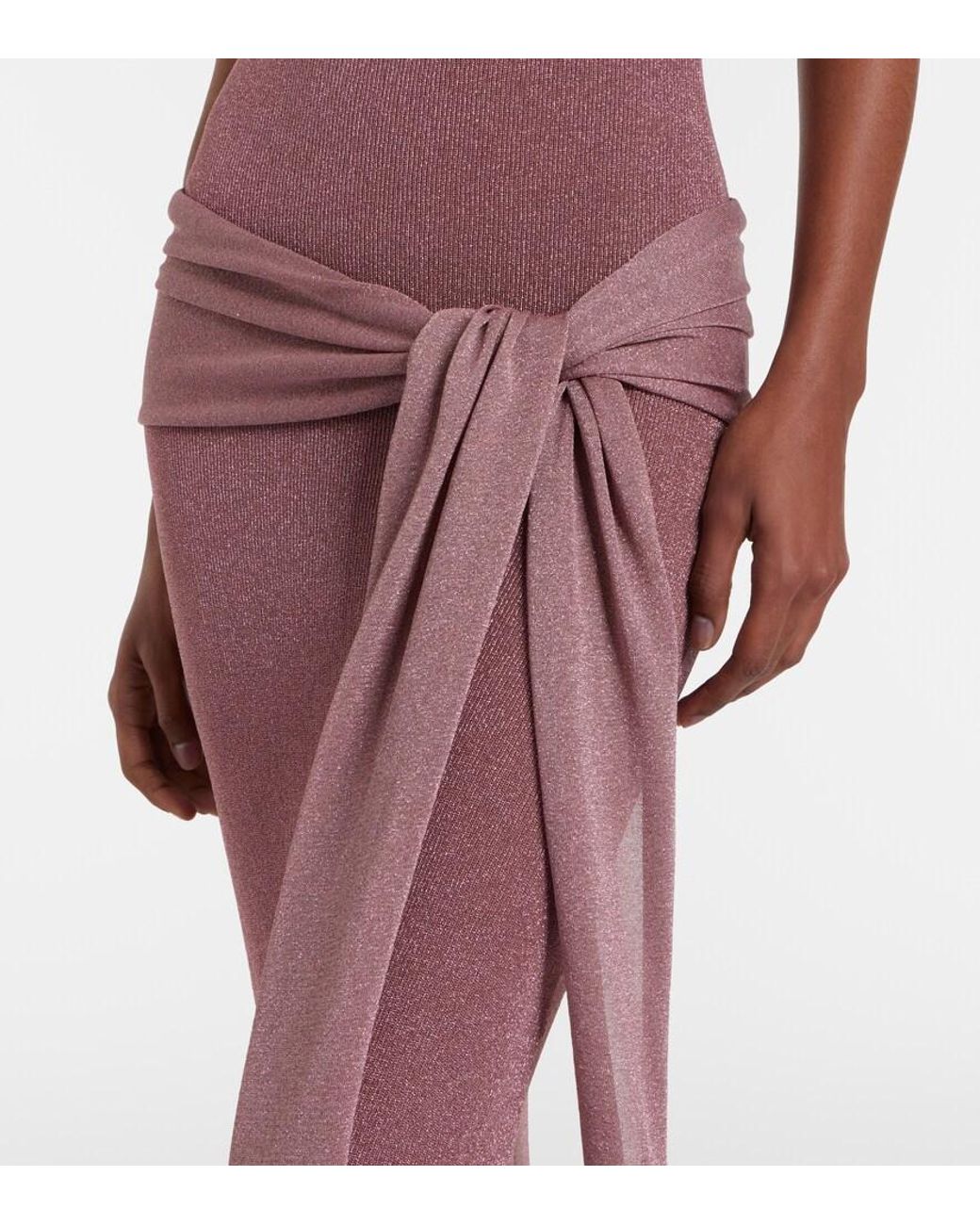 AYA MUSE Purple Knitted Lame Maxi Dress