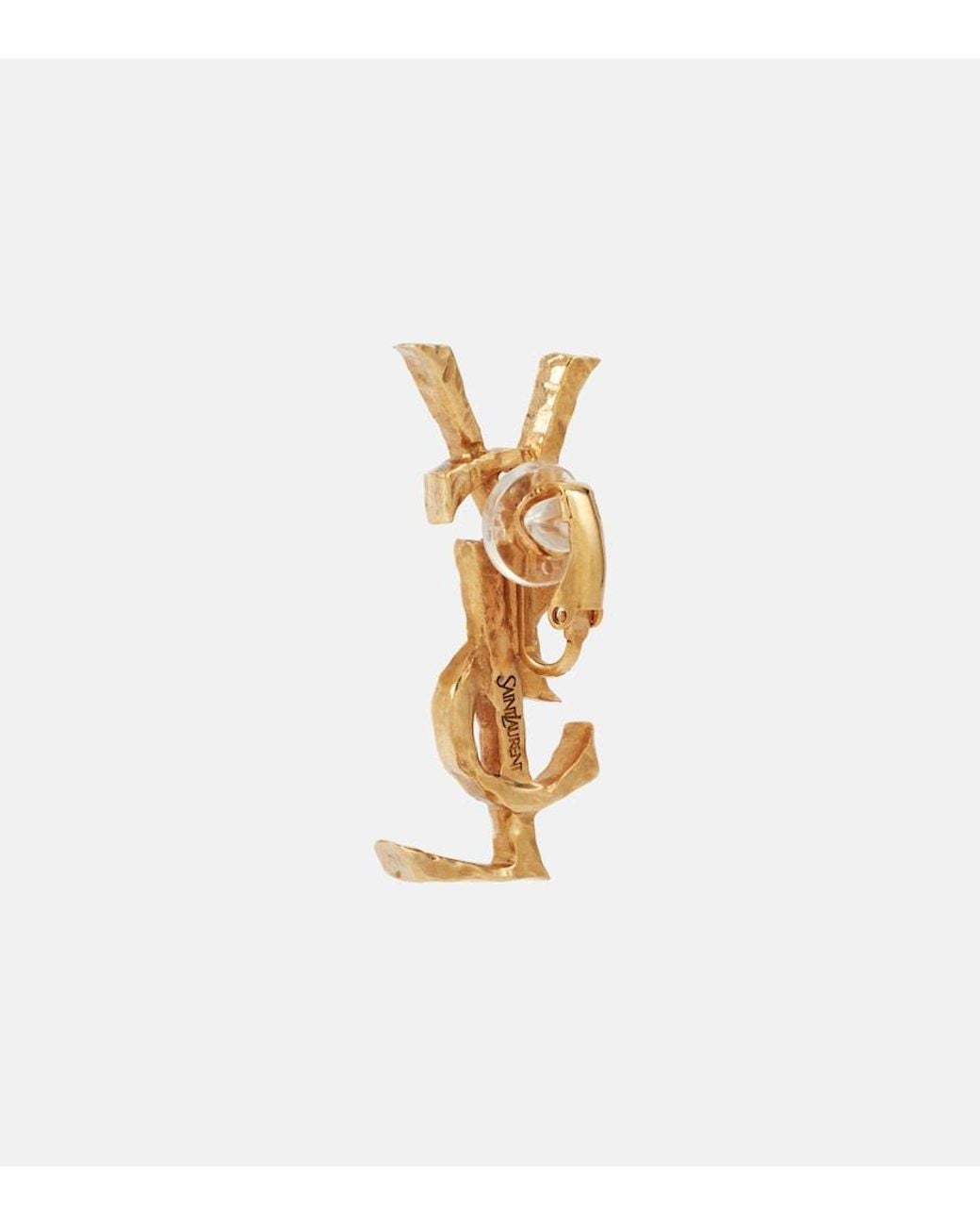Saint Laurent White Cassandre Clip-On Single Earring