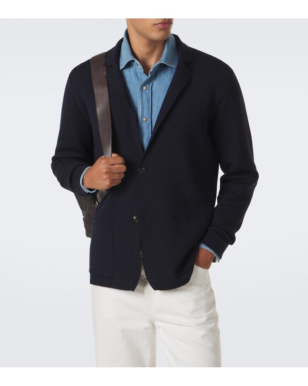 Slowear Blue Virgin Wool Cardigan for men