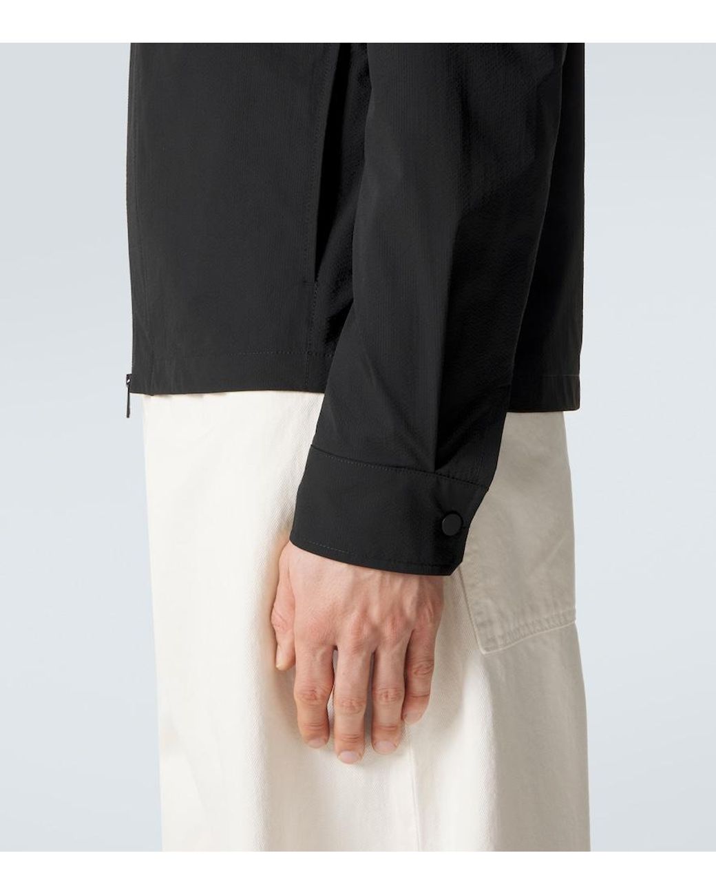 Moncler Black Seersucker Overshirt for men