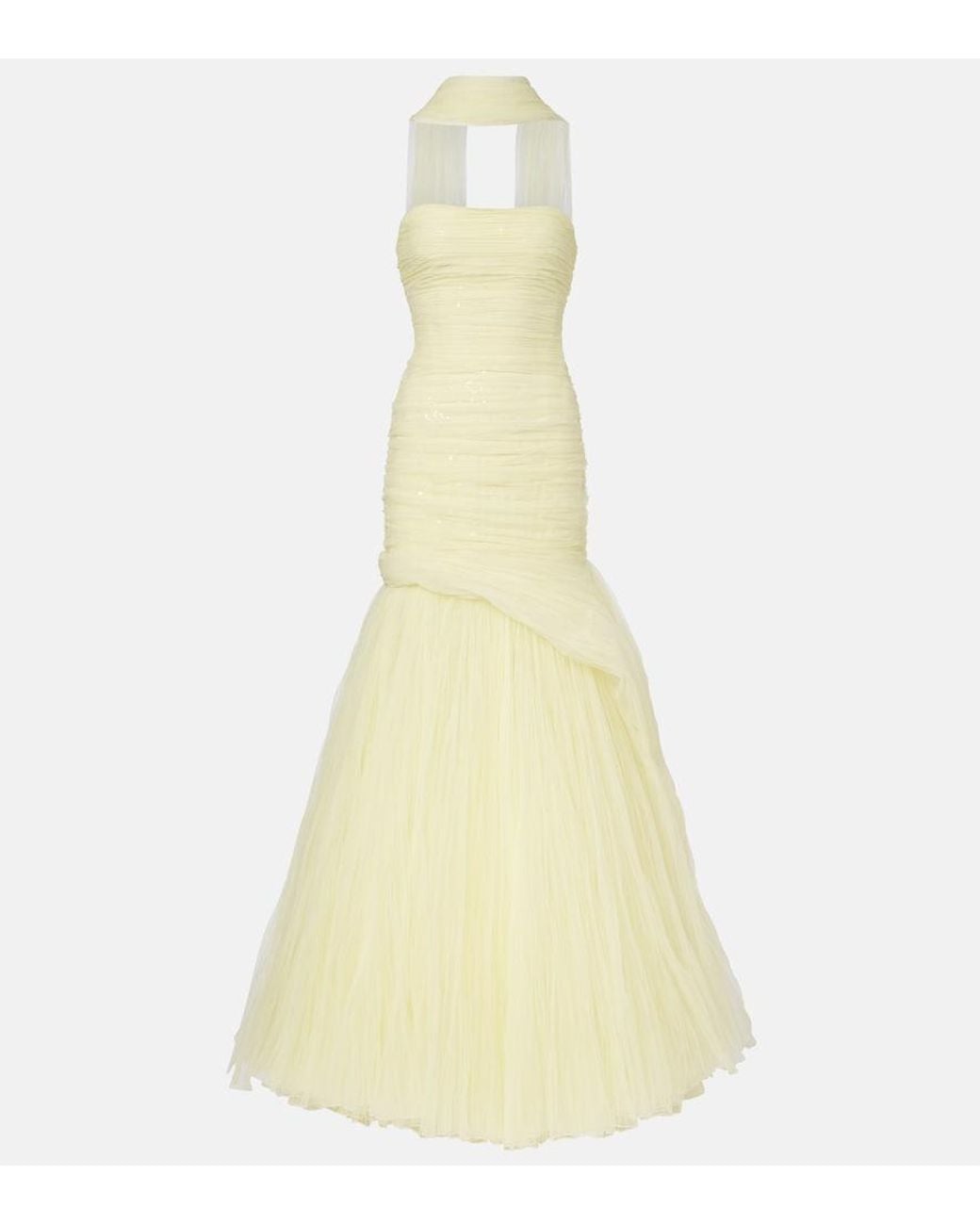 Marmar Halim Yellow Tulle Bustier Gown